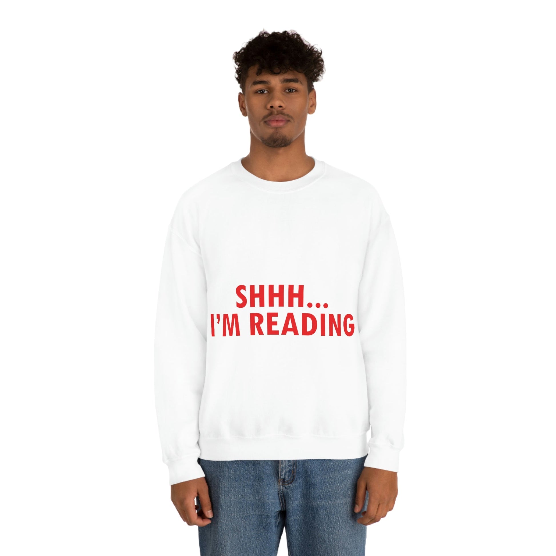 I'm reading Book Lovers Educational Quotes Unisex Heavy Blend™ Crewneck Sweatshirt Ichaku [Perfect Gifts Selection]