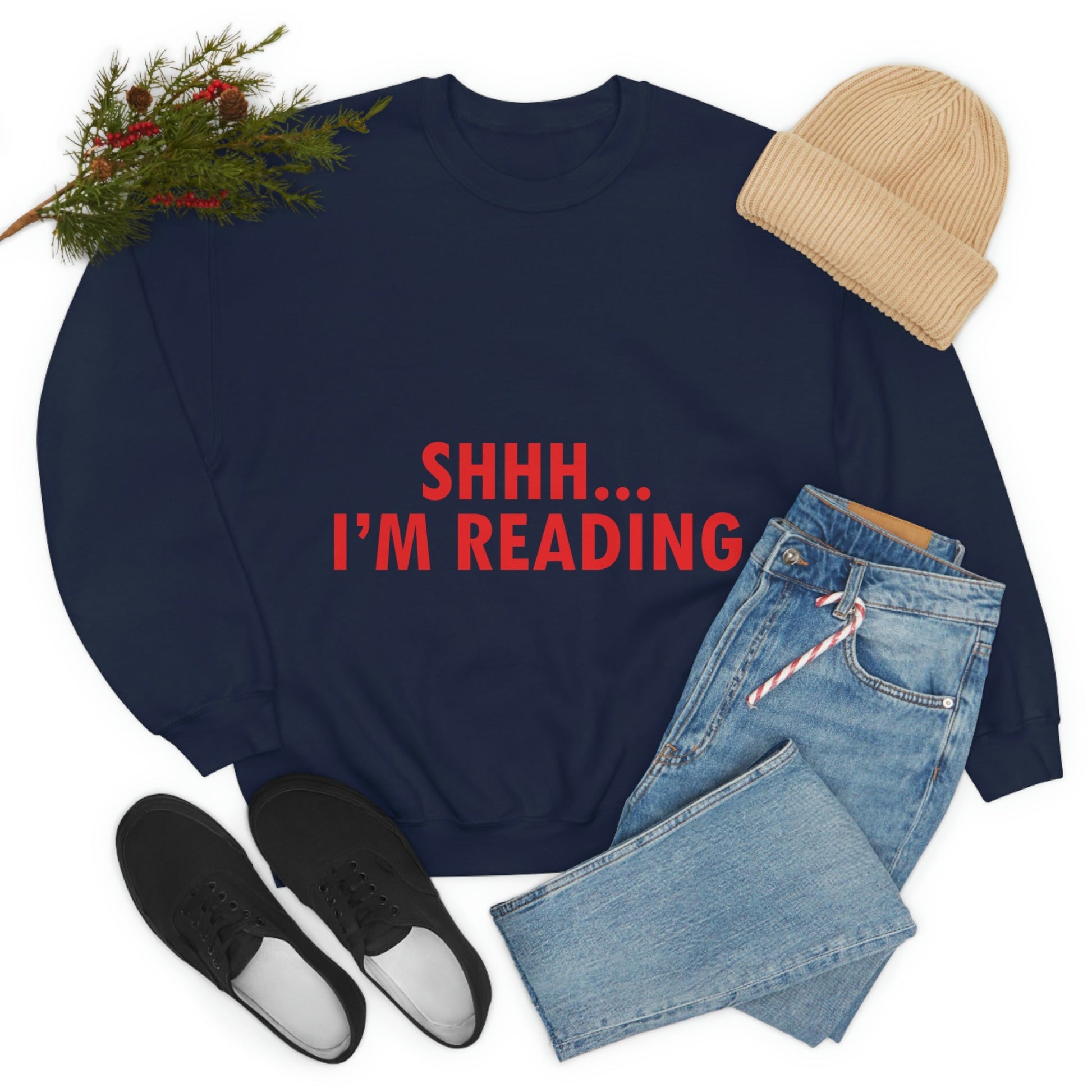 I'm reading Book Lovers Educational Quotes Unisex Heavy Blend™ Crewneck Sweatshirt Ichaku [Perfect Gifts Selection]