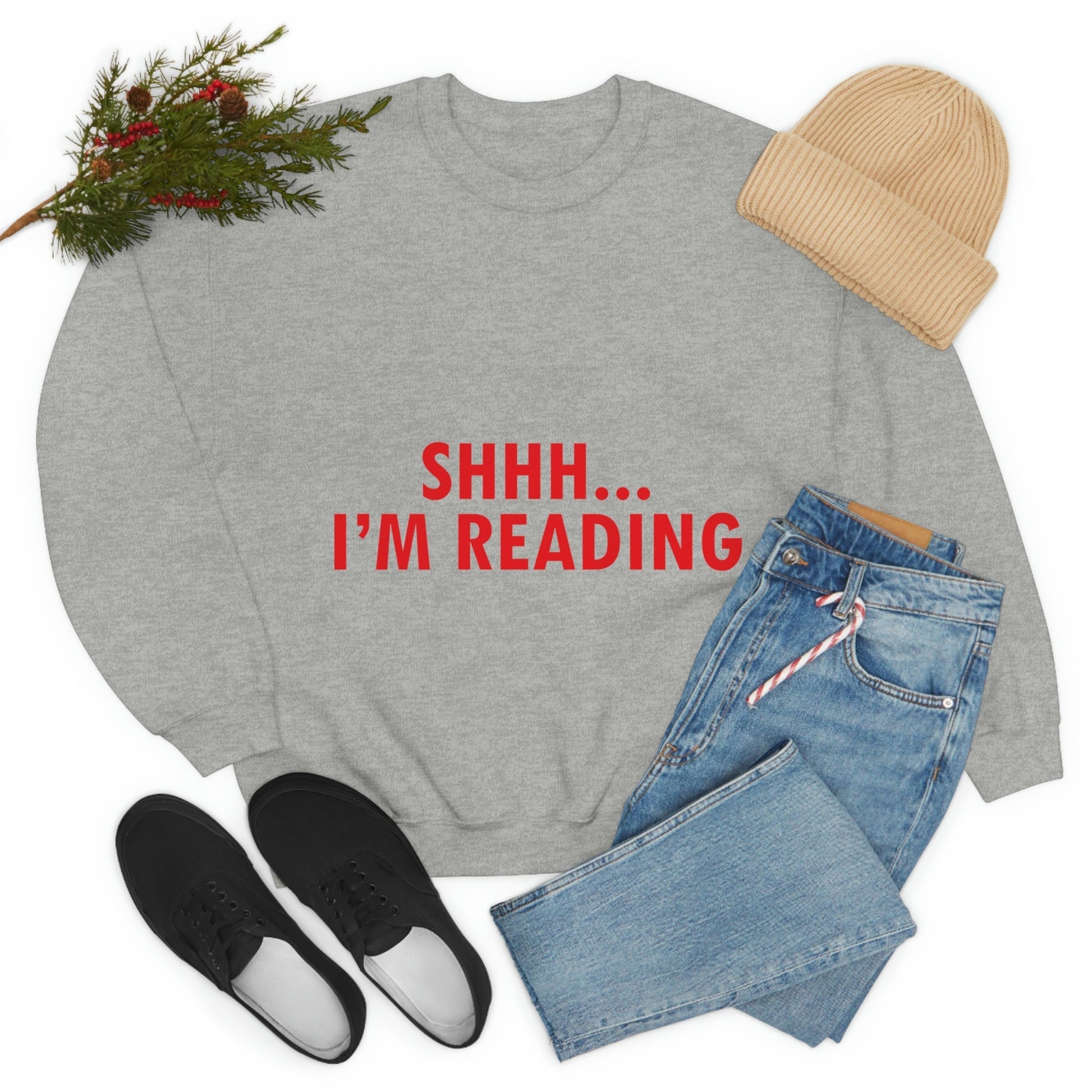 I'm reading Book Lovers Educational Quotes Unisex Heavy Blend™ Crewneck Sweatshirt Ichaku [Perfect Gifts Selection]