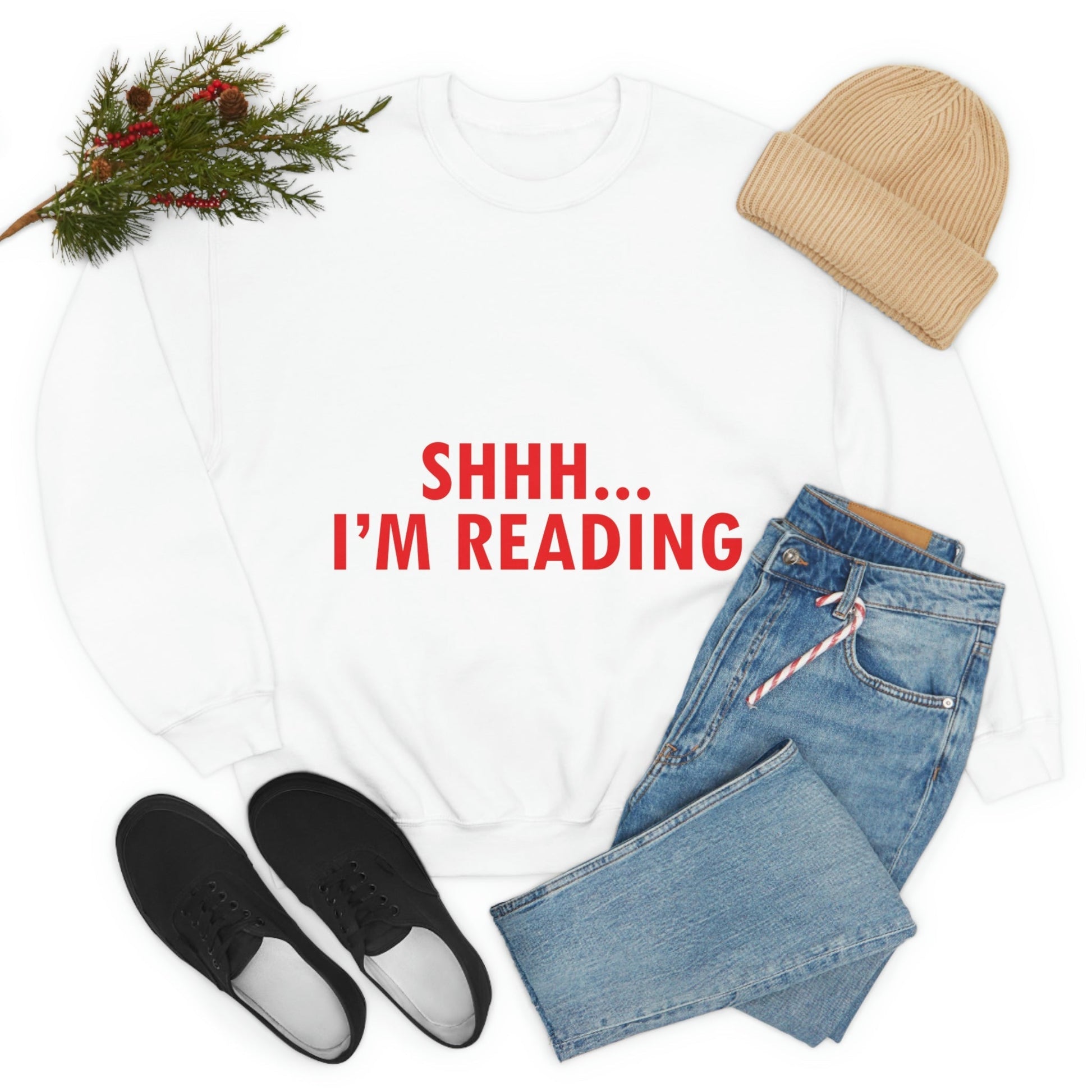 I'm reading Book Lovers Educational Quotes Unisex Heavy Blend™ Crewneck Sweatshirt Ichaku [Perfect Gifts Selection]