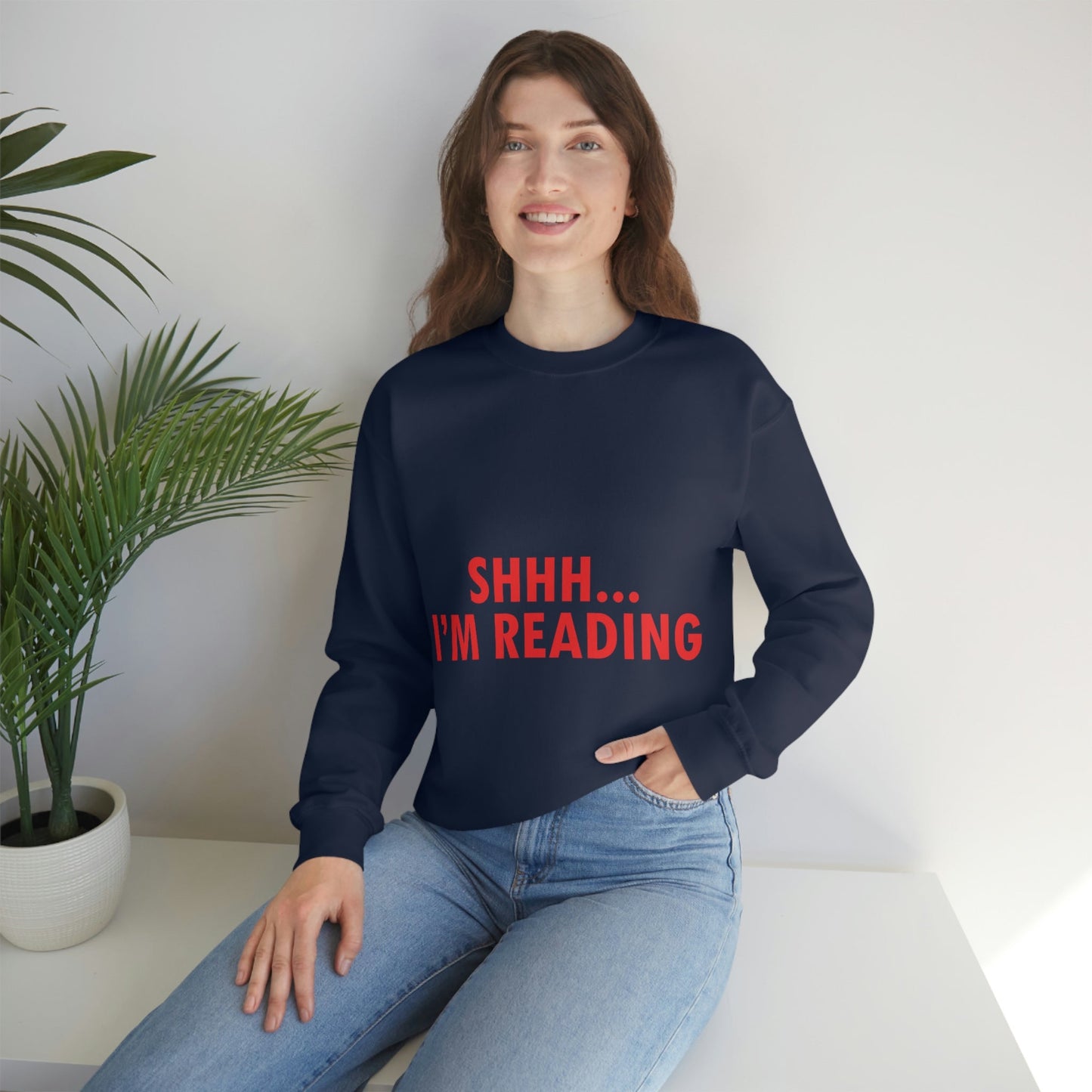 I'm reading Book Lovers Educational Quotes Unisex Heavy Blend™ Crewneck Sweatshirt Ichaku [Perfect Gifts Selection]