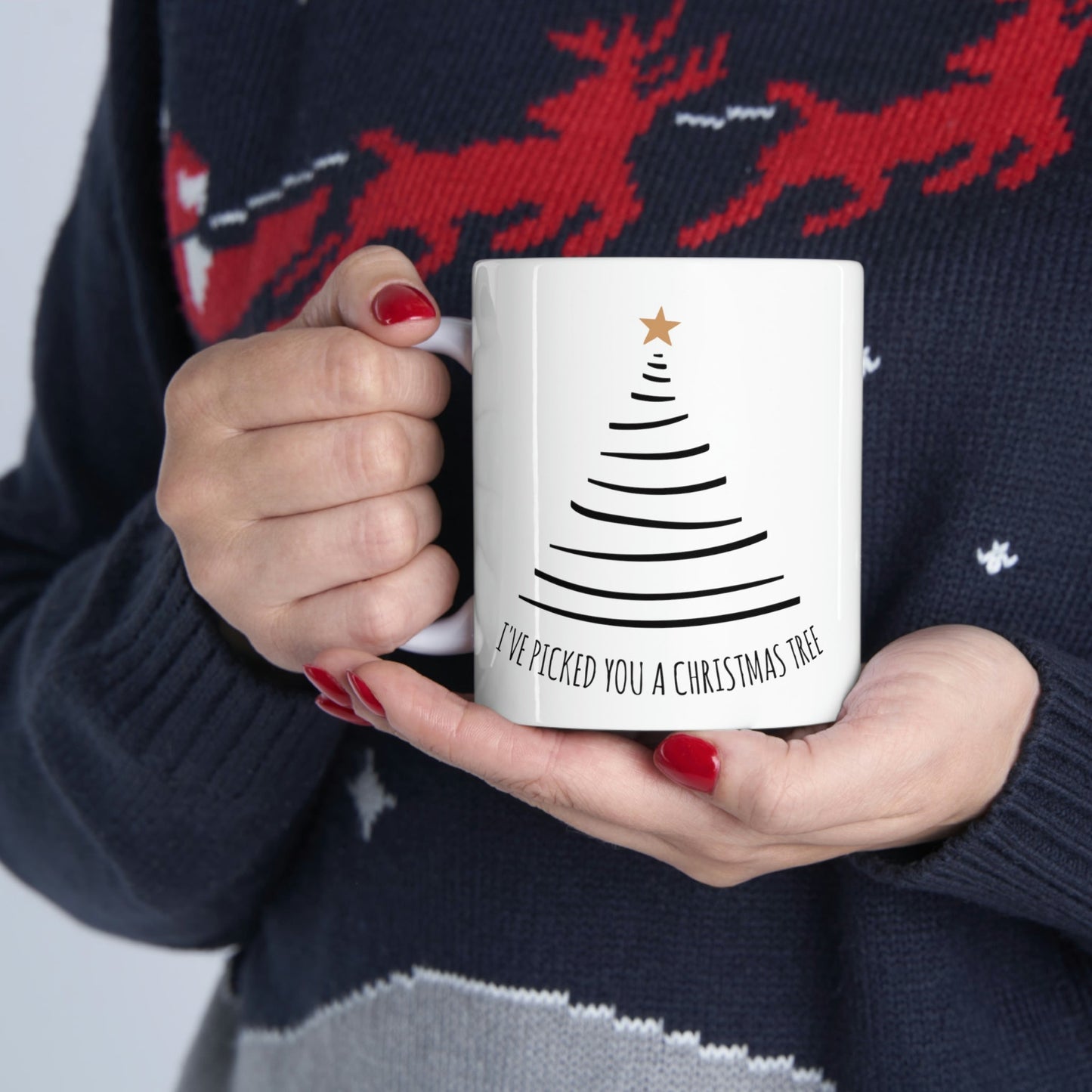 I've Picked You A Christmas Tree Happy Holidays Minimal Art Ceramic Mug 11oz Ichaku [Perfect Gifts Selection]