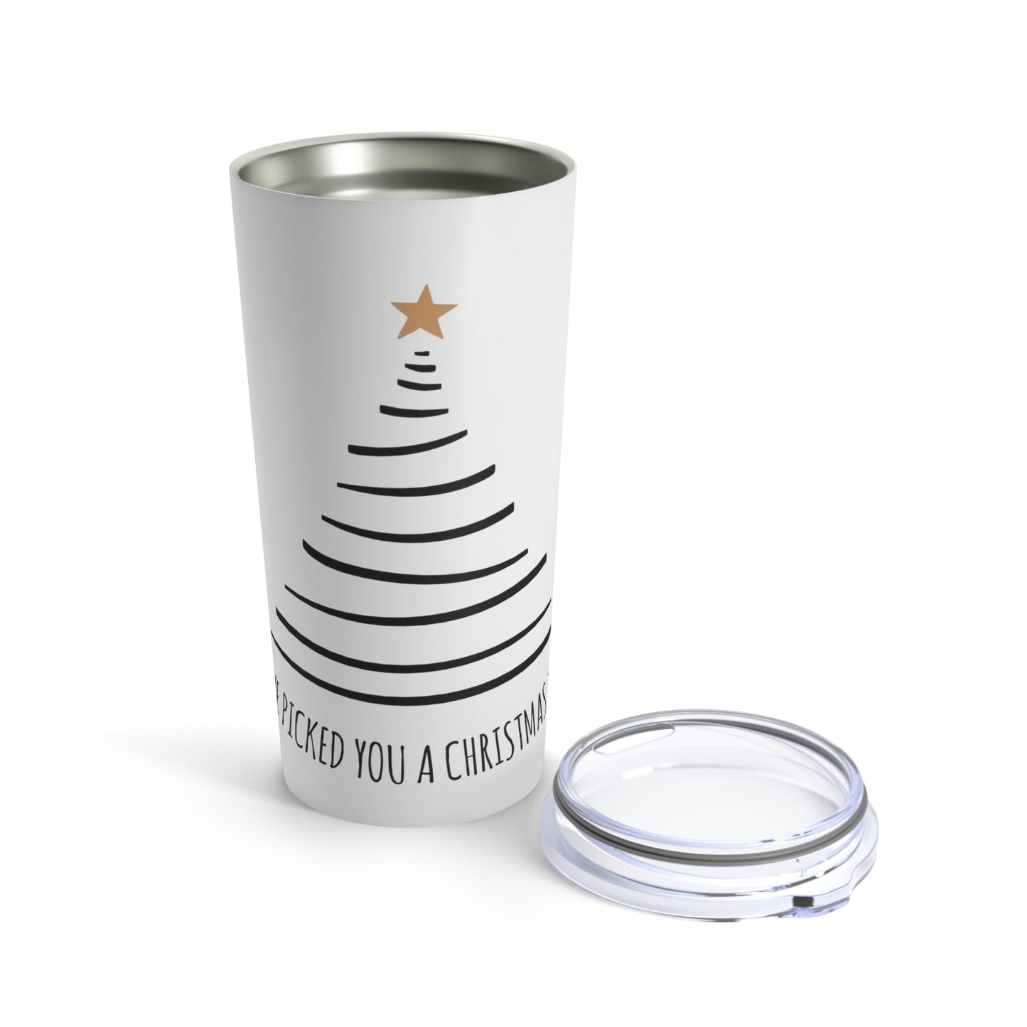 I've Picked You A Christmas Tree Happy Holidays Minimal Art Stainless Steel Hot or Cold Vacuum Tumbler 20oz Ichaku [Perfect Gifts Selection]