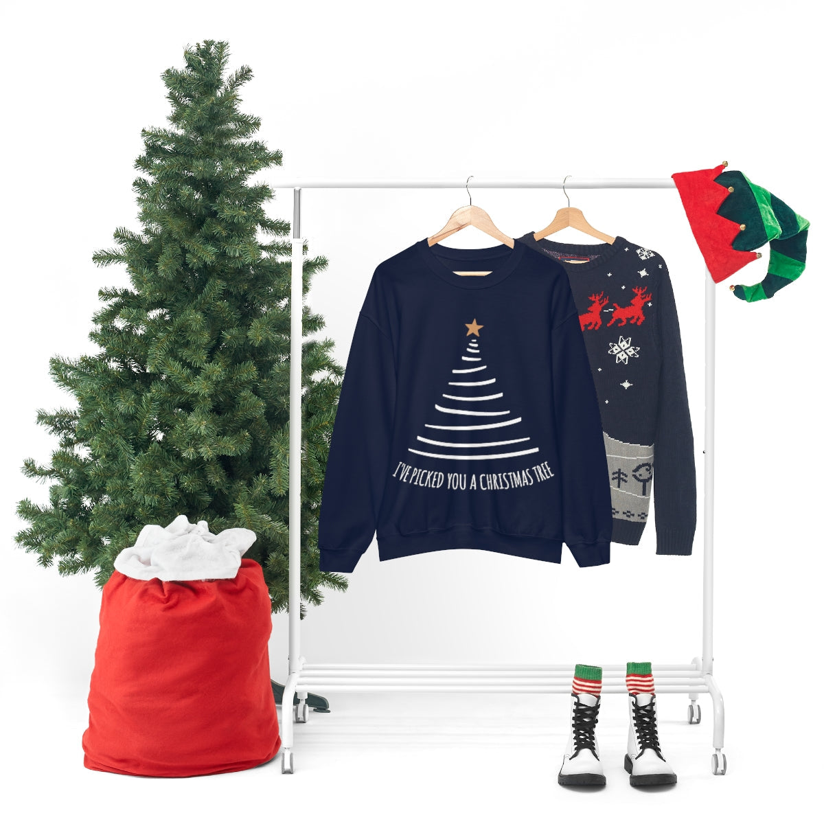 I've Picked You A Christmas Tree Happy Holidays Minimal Art Unisex Heavy Blend™ Crewneck Sweatshirt Ichaku [Perfect Gifts Selection]