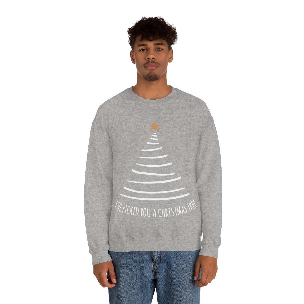 I've Picked You A Christmas Tree Happy Holidays Minimal Art Unisex Heavy Blend™ Crewneck Sweatshirt Ichaku [Perfect Gifts Selection]