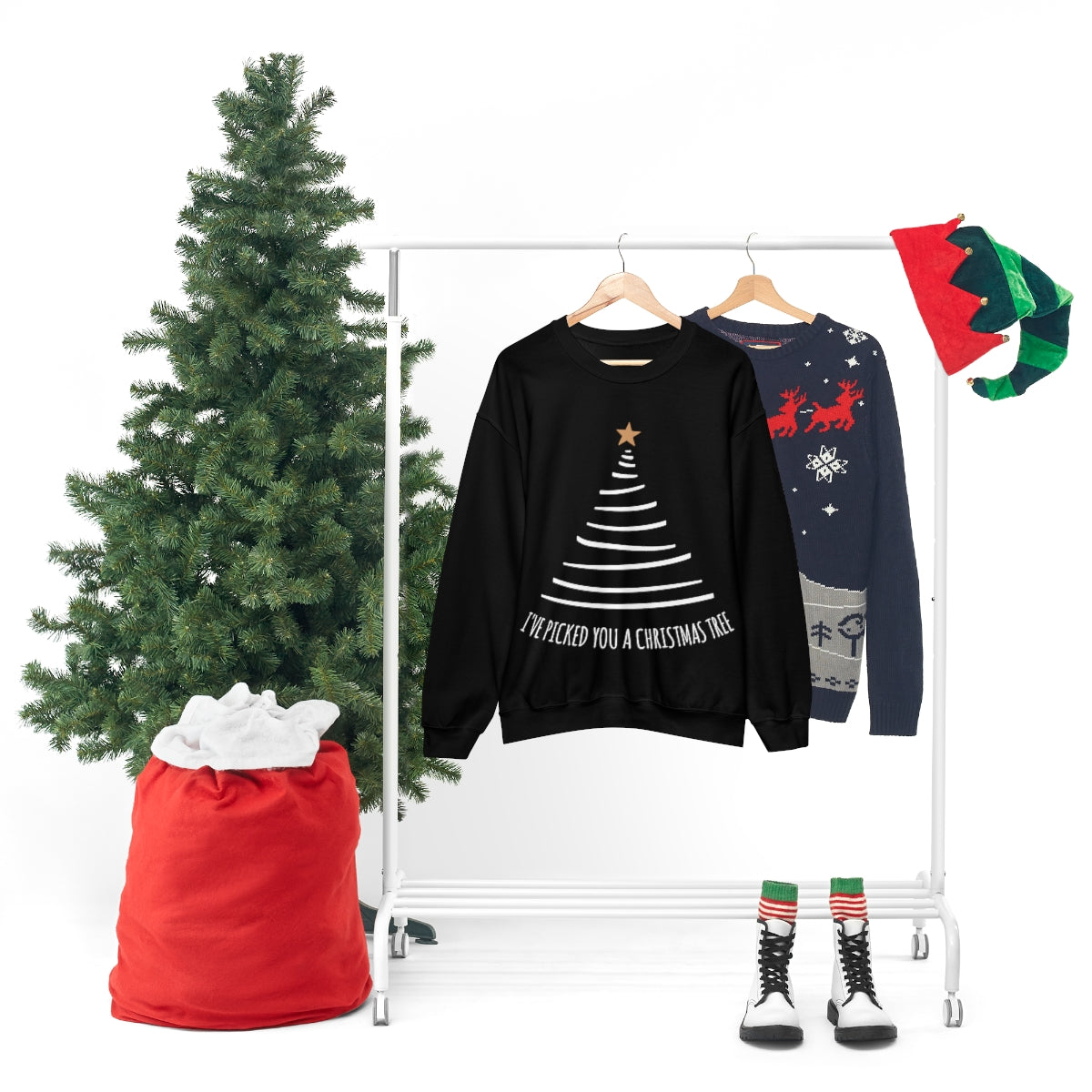 I've Picked You A Christmas Tree Happy Holidays Minimal Art Unisex Heavy Blend™ Crewneck Sweatshirt Ichaku [Perfect Gifts Selection]