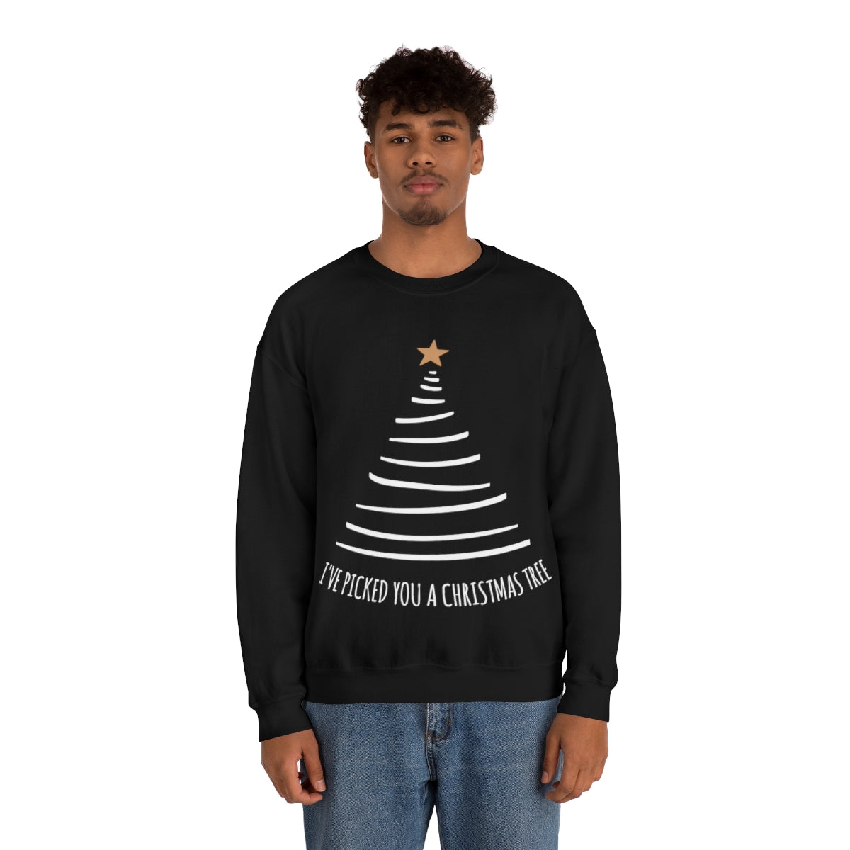 I've Picked You A Christmas Tree Happy Holidays Minimal Art Unisex Heavy Blend™ Crewneck Sweatshirt Ichaku [Perfect Gifts Selection]