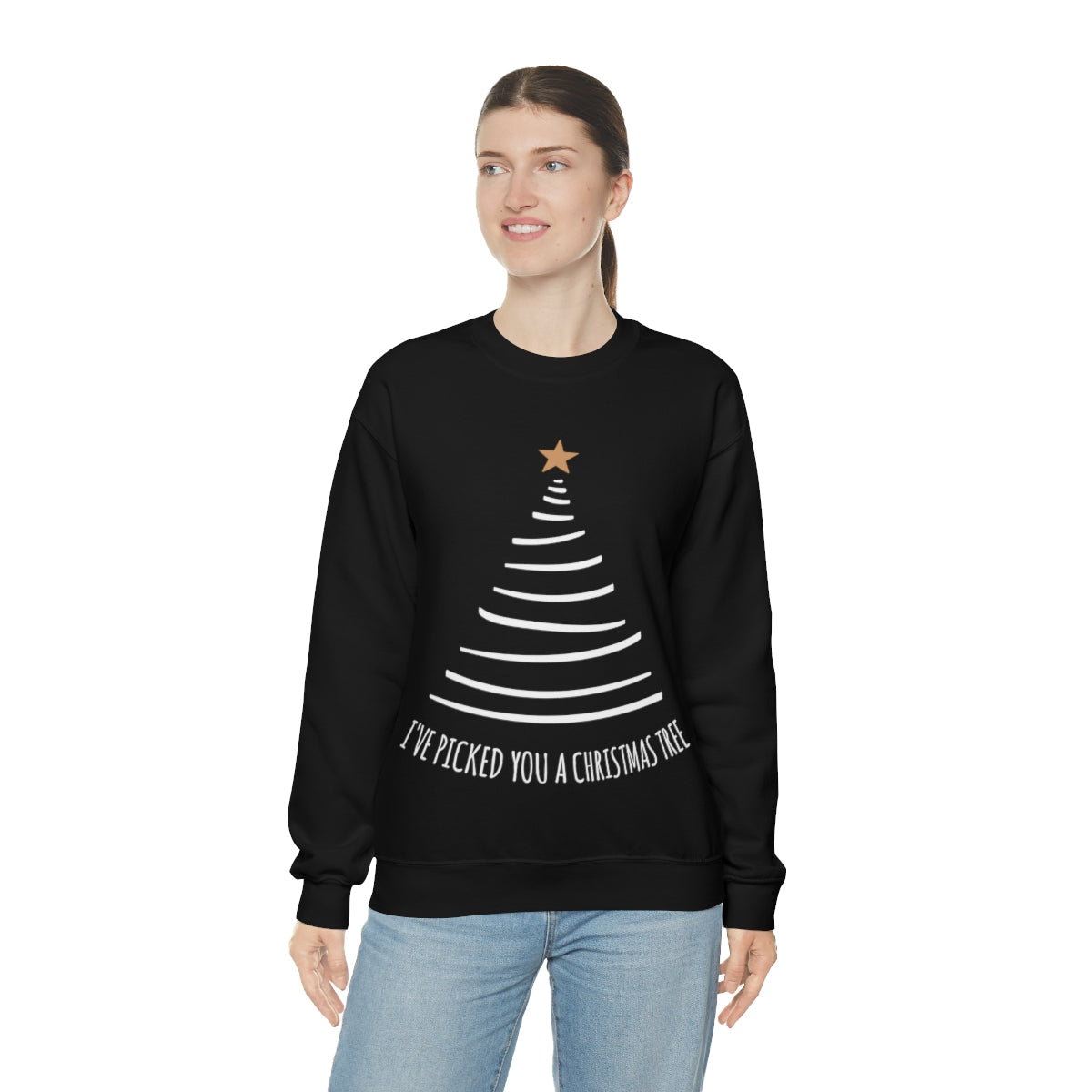 I've Picked You A Christmas Tree Happy Holidays Minimal Art Unisex Heavy Blend™ Crewneck Sweatshirt Ichaku [Perfect Gifts Selection]