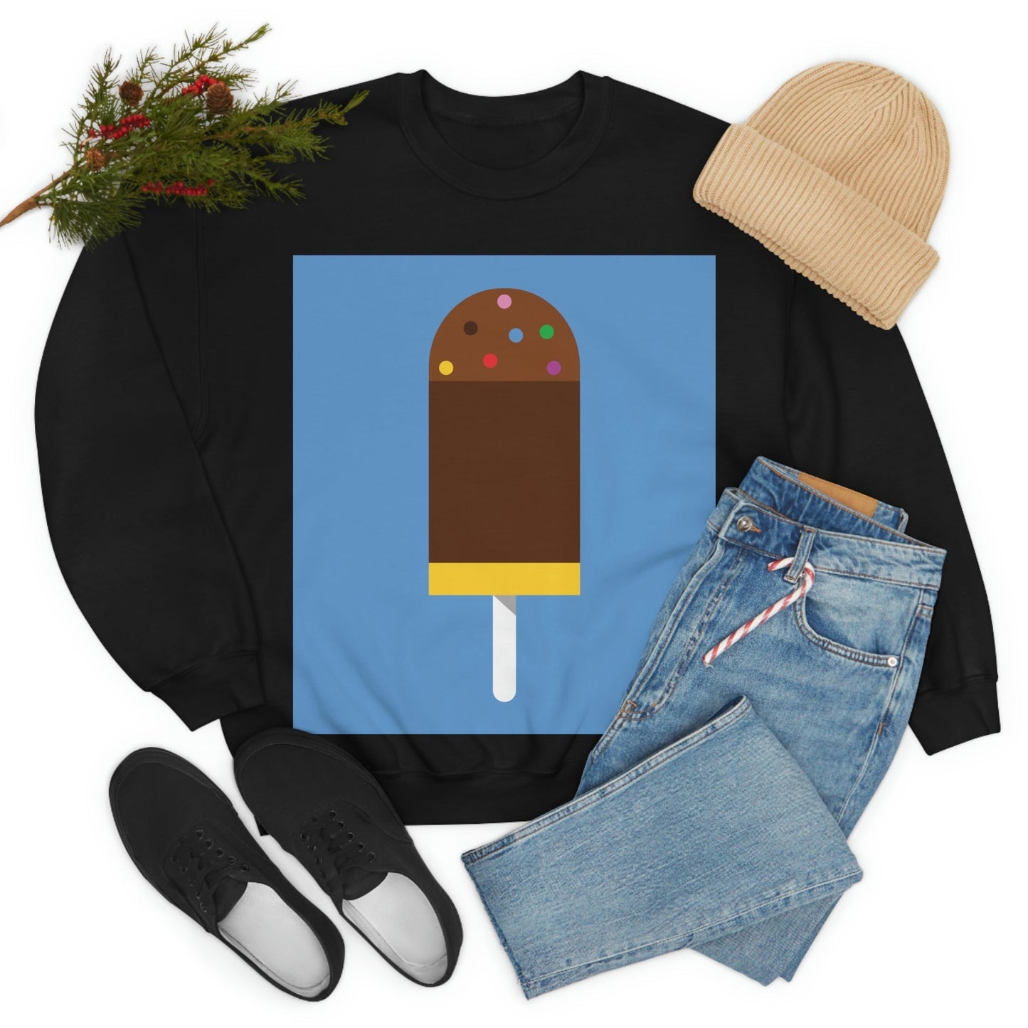 Ice Cream Lover Minimal Abstract Art Unisex Heavy Blend™ Crewneck Sweatshirt Ichaku [Perfect Gifts Selection]