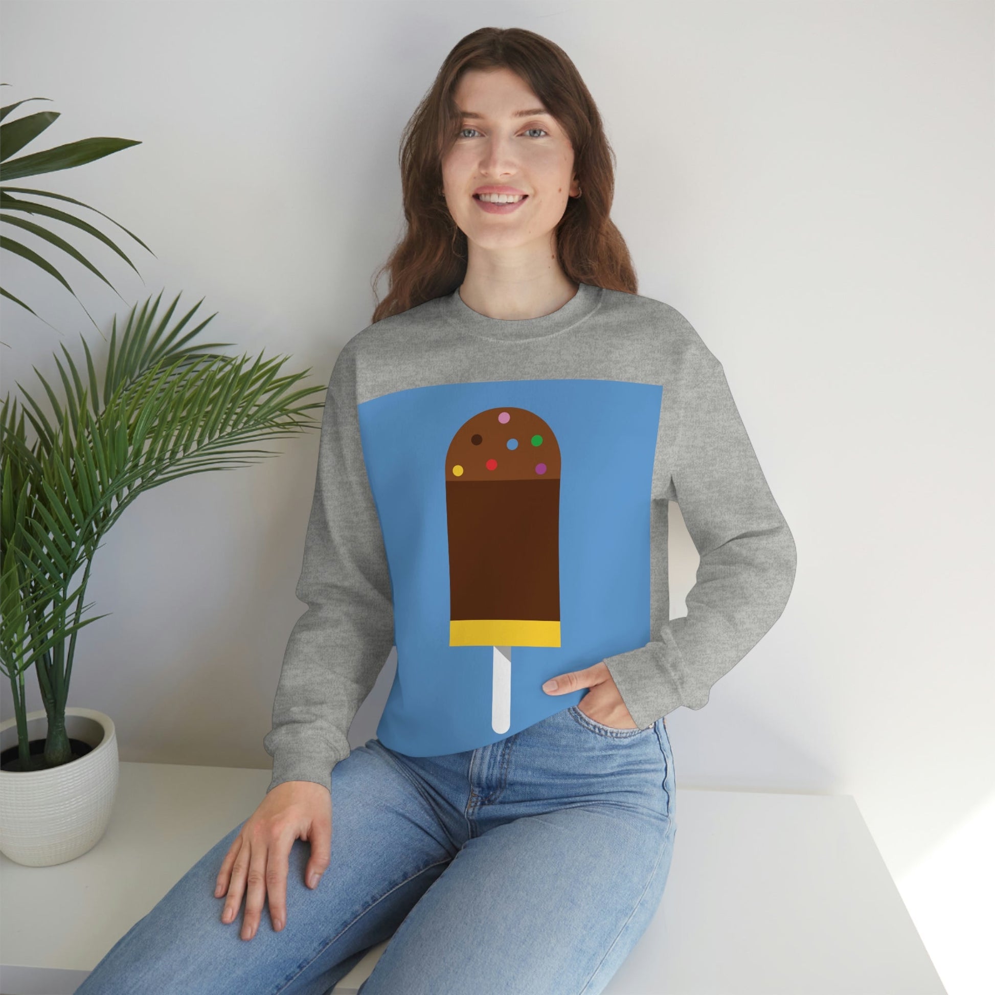 Ice Cream Lover Minimal Abstract Art Unisex Heavy Blend™ Crewneck Sweatshirt Ichaku [Perfect Gifts Selection]