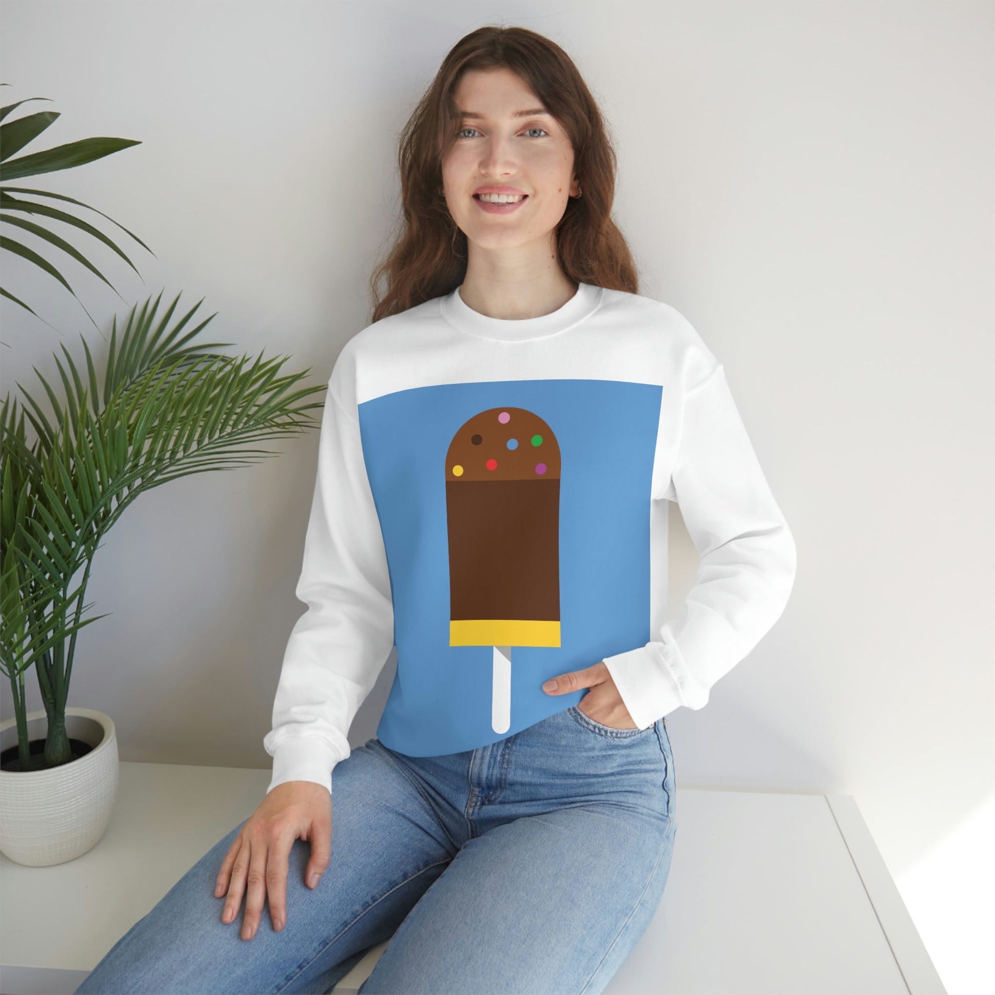 Ice Cream Lover Minimal Abstract Art Unisex Heavy Blend™ Crewneck Sweatshirt Ichaku [Perfect Gifts Selection]