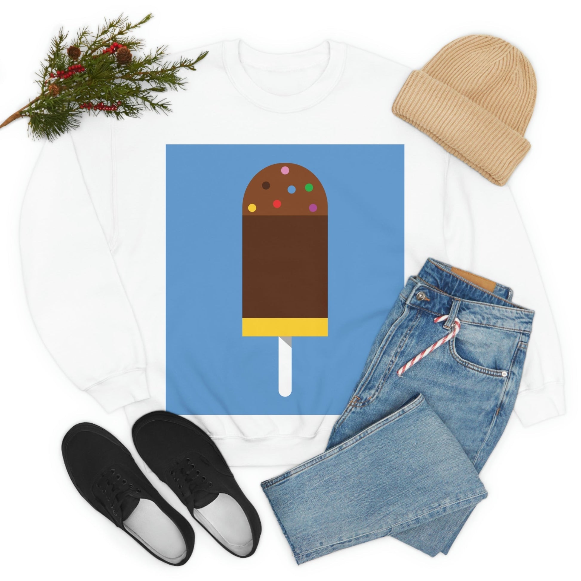 Ice Cream Lover Minimal Abstract Art Unisex Heavy Blend™ Crewneck Sweatshirt Ichaku [Perfect Gifts Selection]