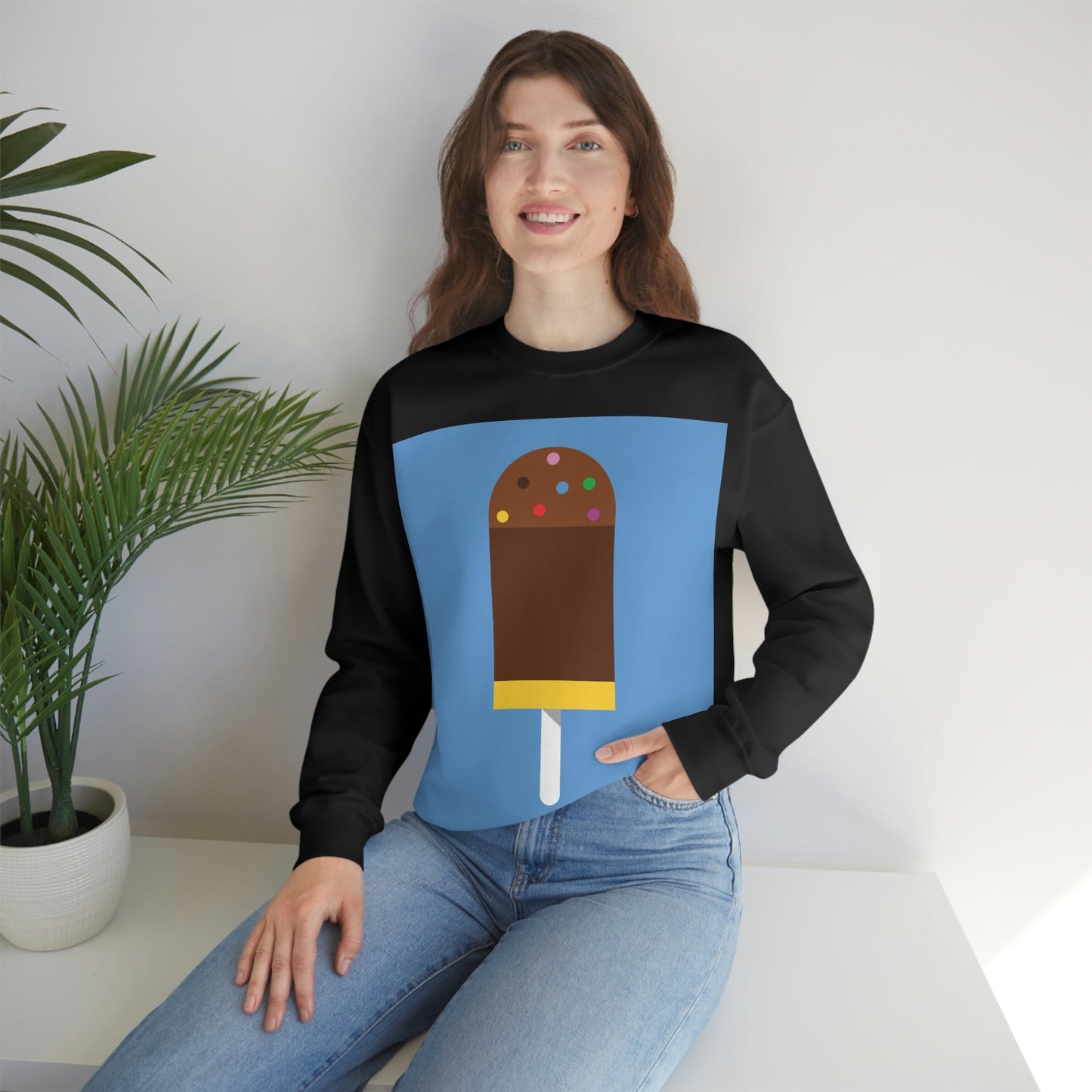 Ice Cream Lover Minimal Abstract Art Unisex Heavy Blend™ Crewneck Sweatshirt Ichaku [Perfect Gifts Selection]