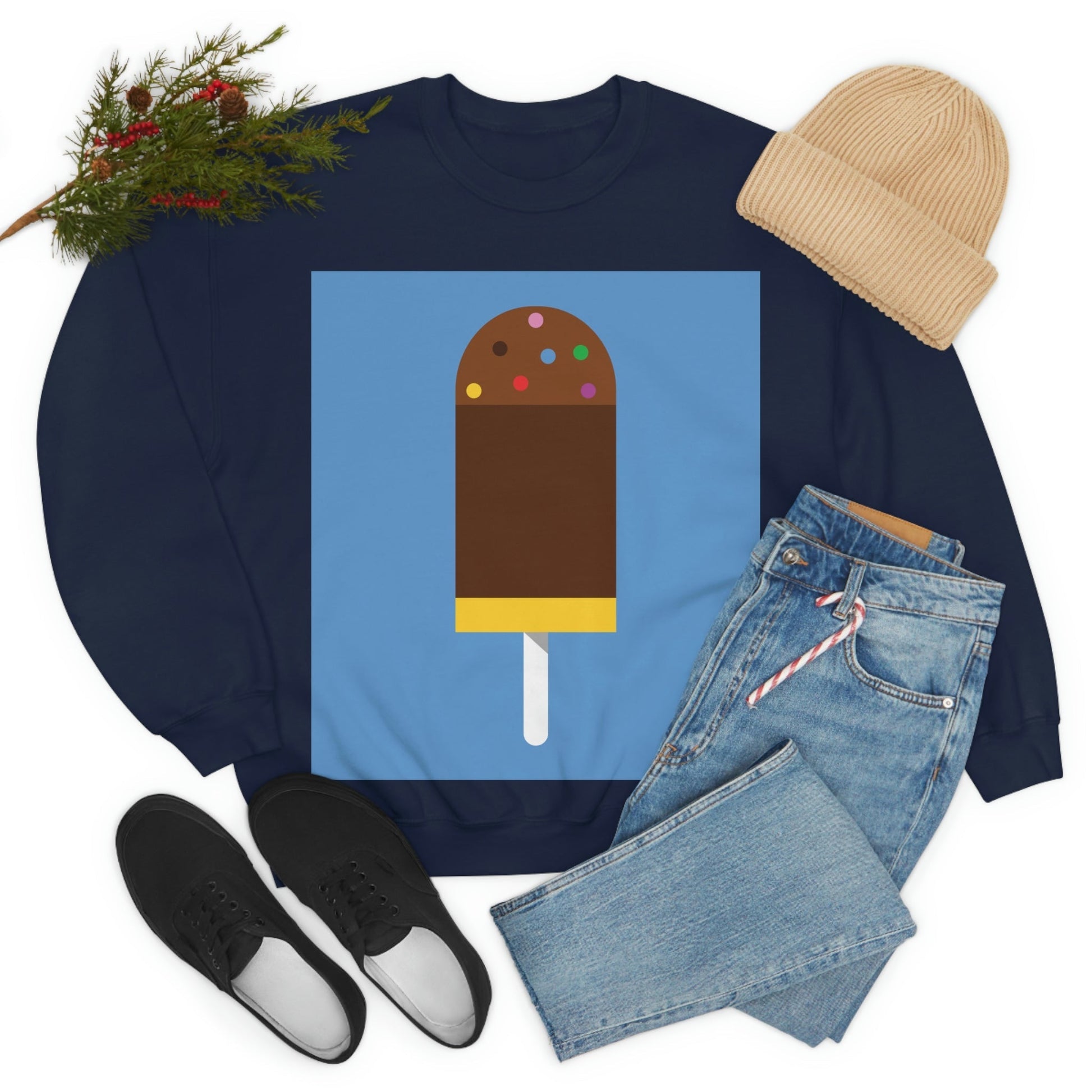 Ice Cream Lover Minimal Abstract Art Unisex Heavy Blend™ Crewneck Sweatshirt Ichaku [Perfect Gifts Selection]