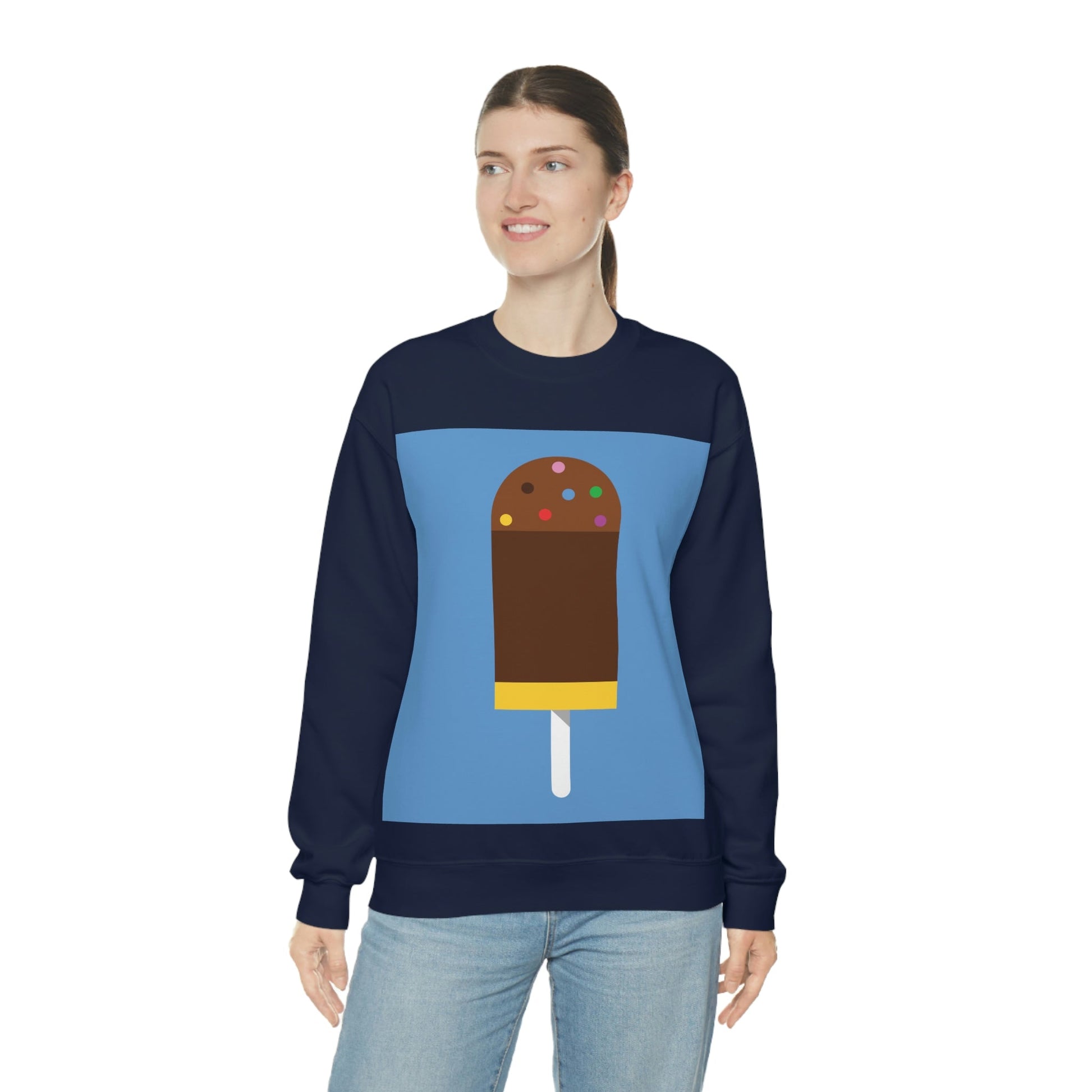 Ice Cream Lover Minimal Abstract Art Unisex Heavy Blend™ Crewneck Sweatshirt Ichaku [Perfect Gifts Selection]