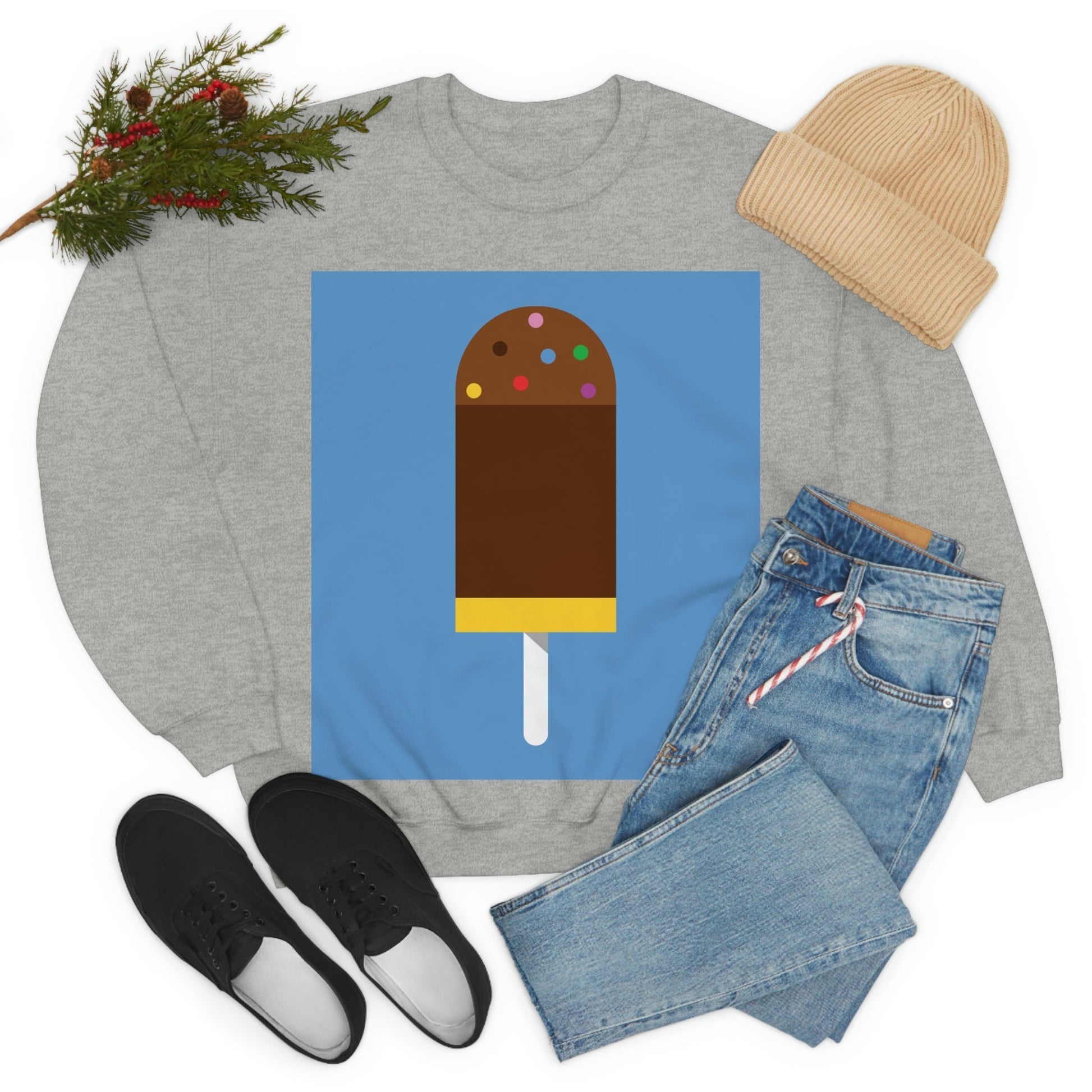 Ice Cream Lover Minimal Abstract Art Unisex Heavy Blend™ Crewneck Sweatshirt Ichaku [Perfect Gifts Selection]