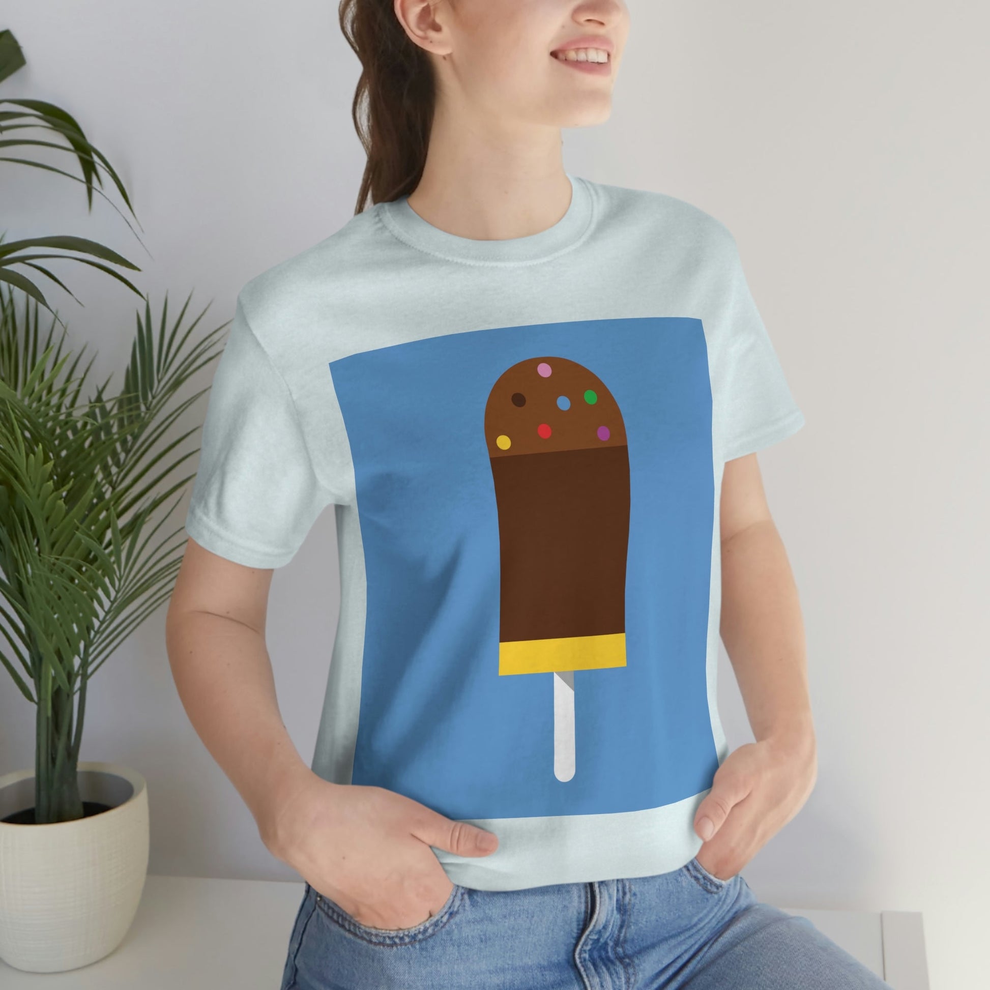 Ice Cream Lover Minimal Abstract Art Unisex Jersey Short Sleeve T-Shirt Ichaku [Perfect Gifts Selection]