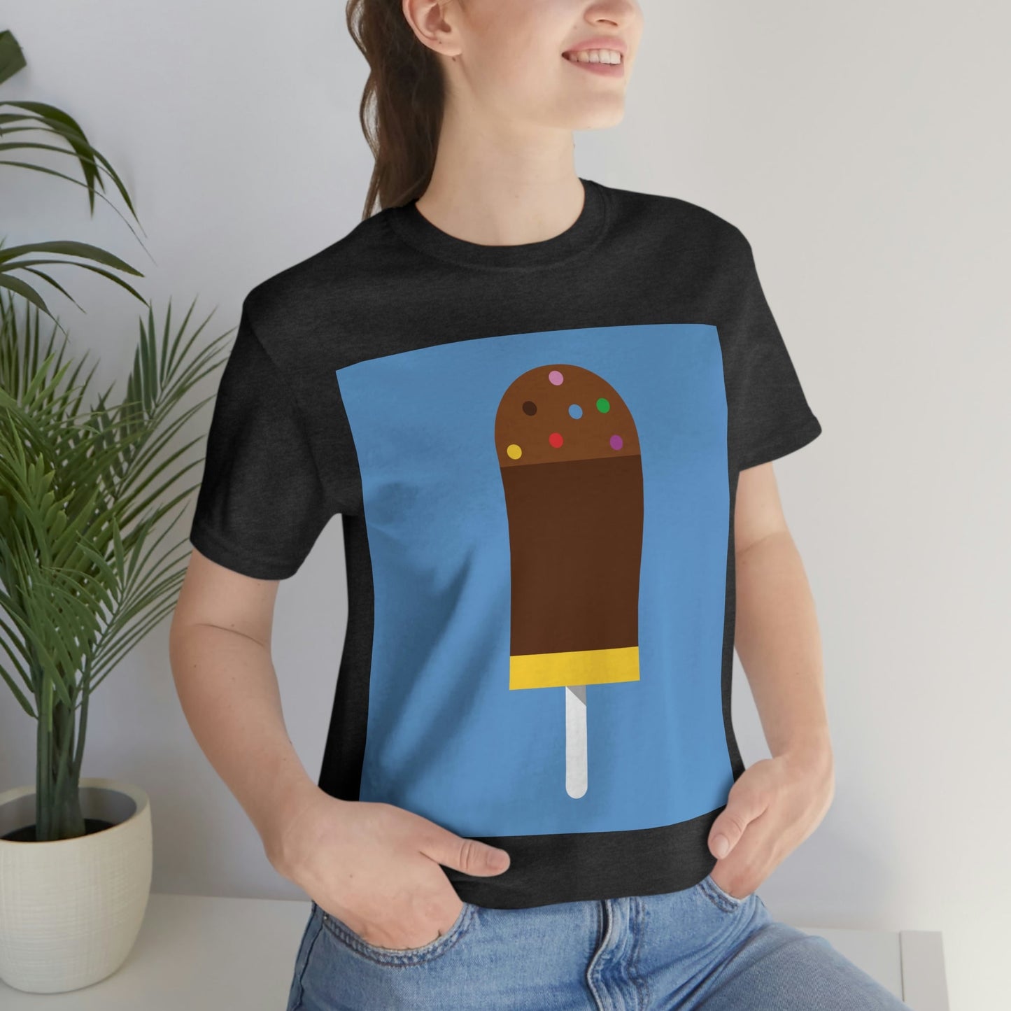 Ice Cream Lover Minimal Abstract Art Unisex Jersey Short Sleeve T-Shirt Ichaku [Perfect Gifts Selection]