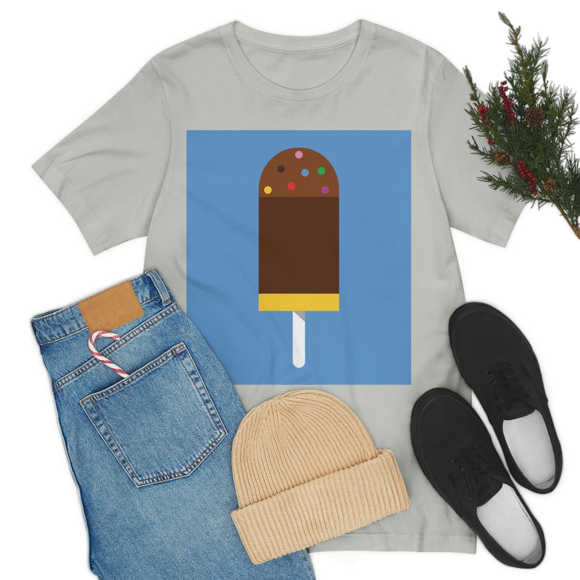 Ice Cream Lover Minimal Abstract Art Unisex Jersey Short Sleeve T-Shirt Ichaku [Perfect Gifts Selection]