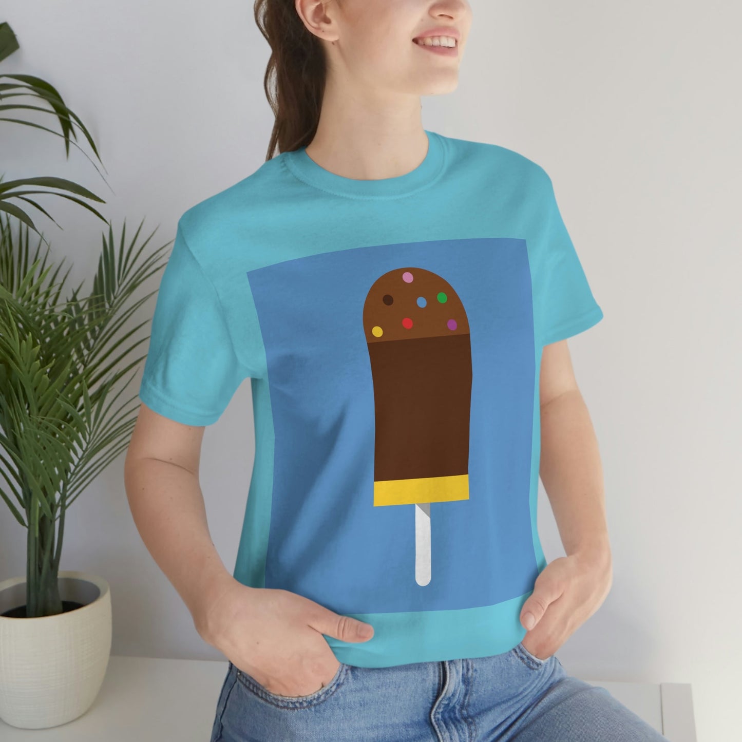 Ice Cream Lover Minimal Abstract Art Unisex Jersey Short Sleeve T-Shirt Ichaku [Perfect Gifts Selection]