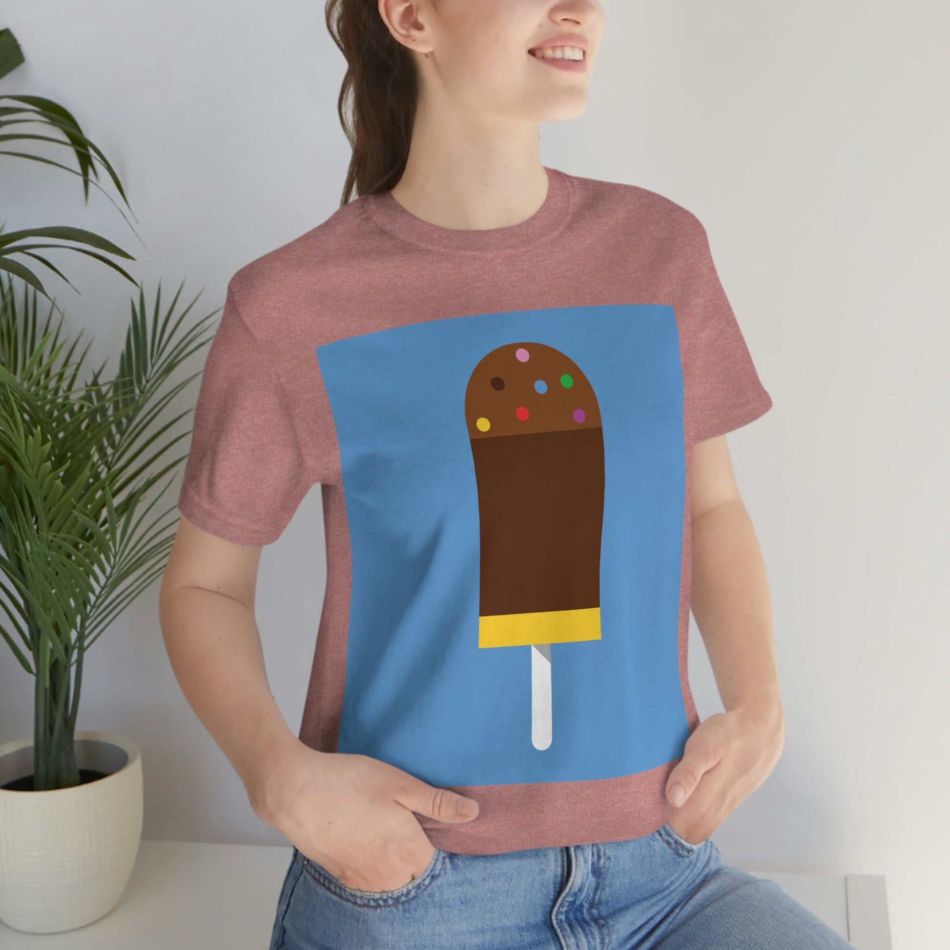 Ice Cream Lover Minimal Abstract Art Unisex Jersey Short Sleeve T-Shirt Ichaku [Perfect Gifts Selection]