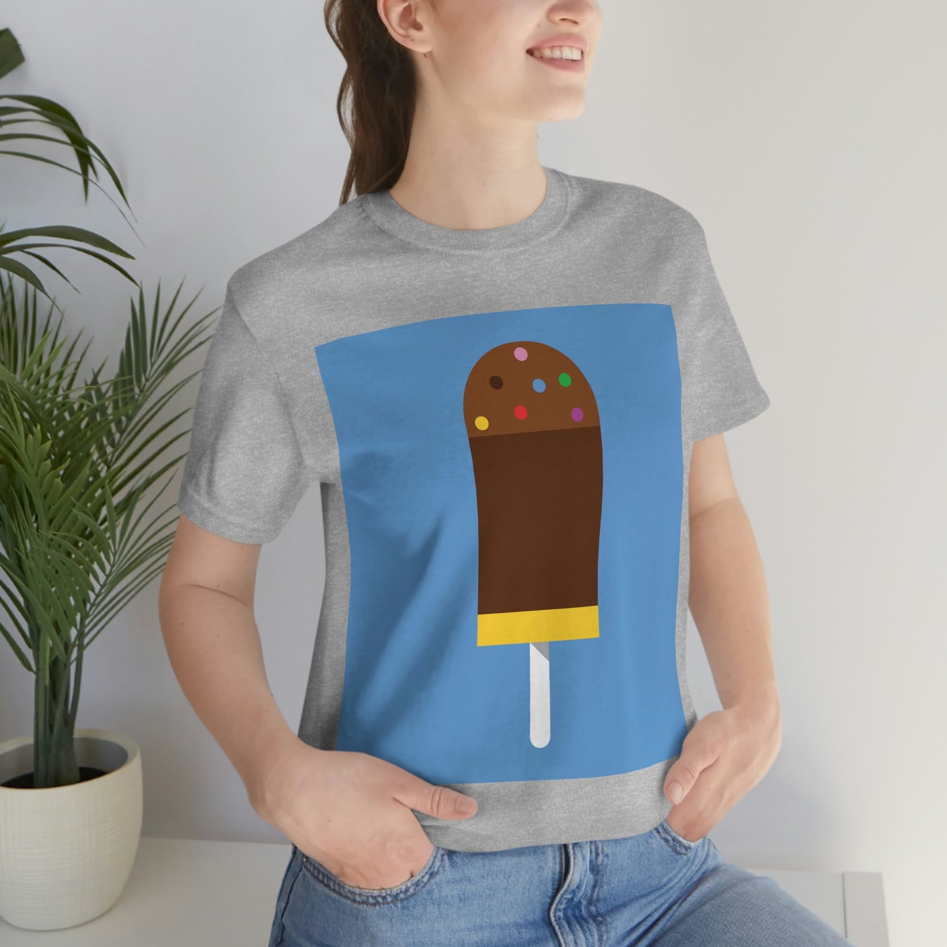 Ice Cream Lover Minimal Abstract Art Unisex Jersey Short Sleeve T-Shirt Ichaku [Perfect Gifts Selection]