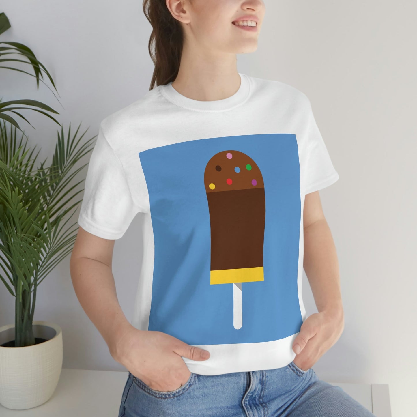 Ice Cream Lover Minimal Abstract Art Unisex Jersey Short Sleeve T-Shirt Ichaku [Perfect Gifts Selection]