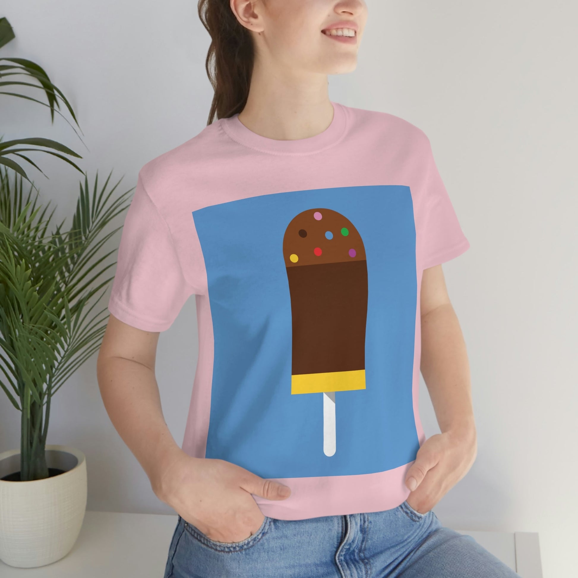 Ice Cream Lover Minimal Abstract Art Unisex Jersey Short Sleeve T-Shirt Ichaku [Perfect Gifts Selection]