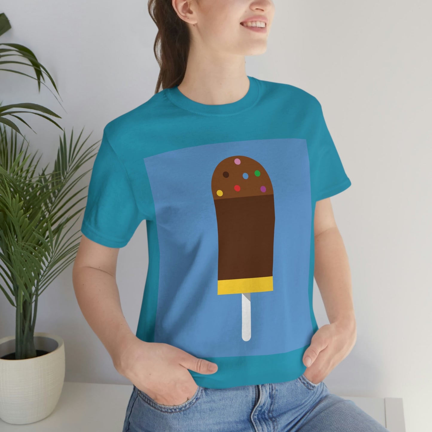 Ice Cream Lover Minimal Abstract Art Unisex Jersey Short Sleeve T-Shirt Ichaku [Perfect Gifts Selection]