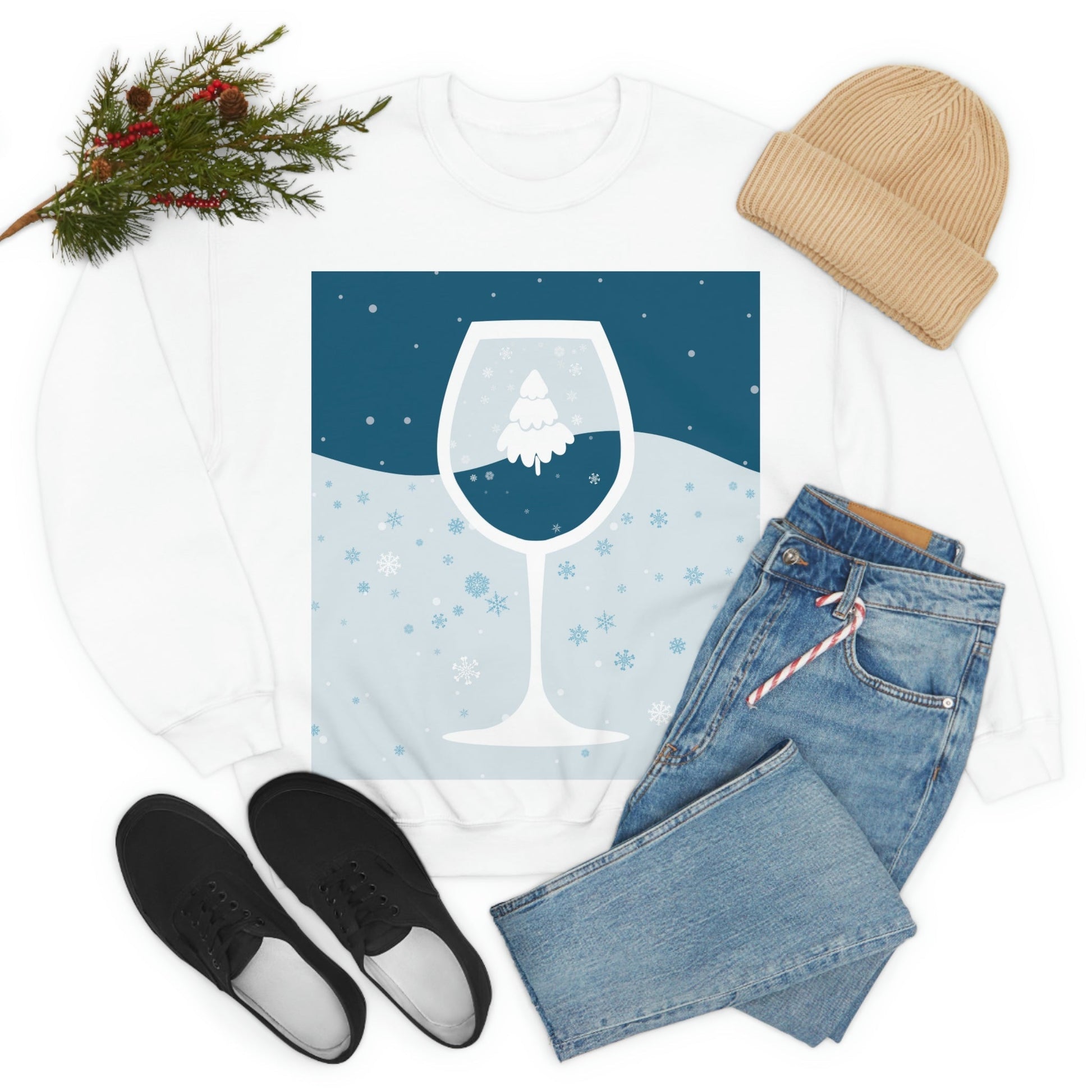 Ice Wine Winter Holidays Unisex Heavy Blend™ Crewneck Sweatshirt Ichaku [Perfect Gifts Selection]