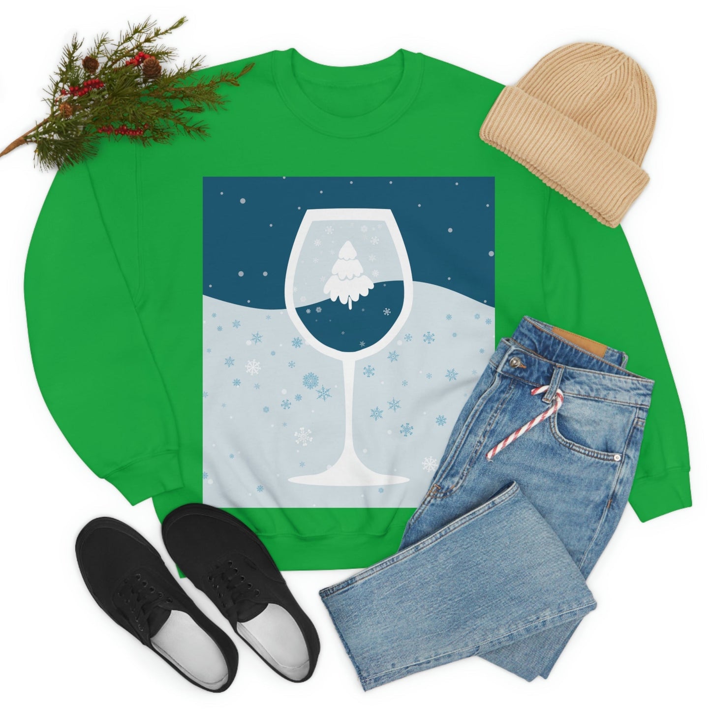 Ice Wine Winter Holidays Unisex Heavy Blend™ Crewneck Sweatshirt Ichaku [Perfect Gifts Selection]