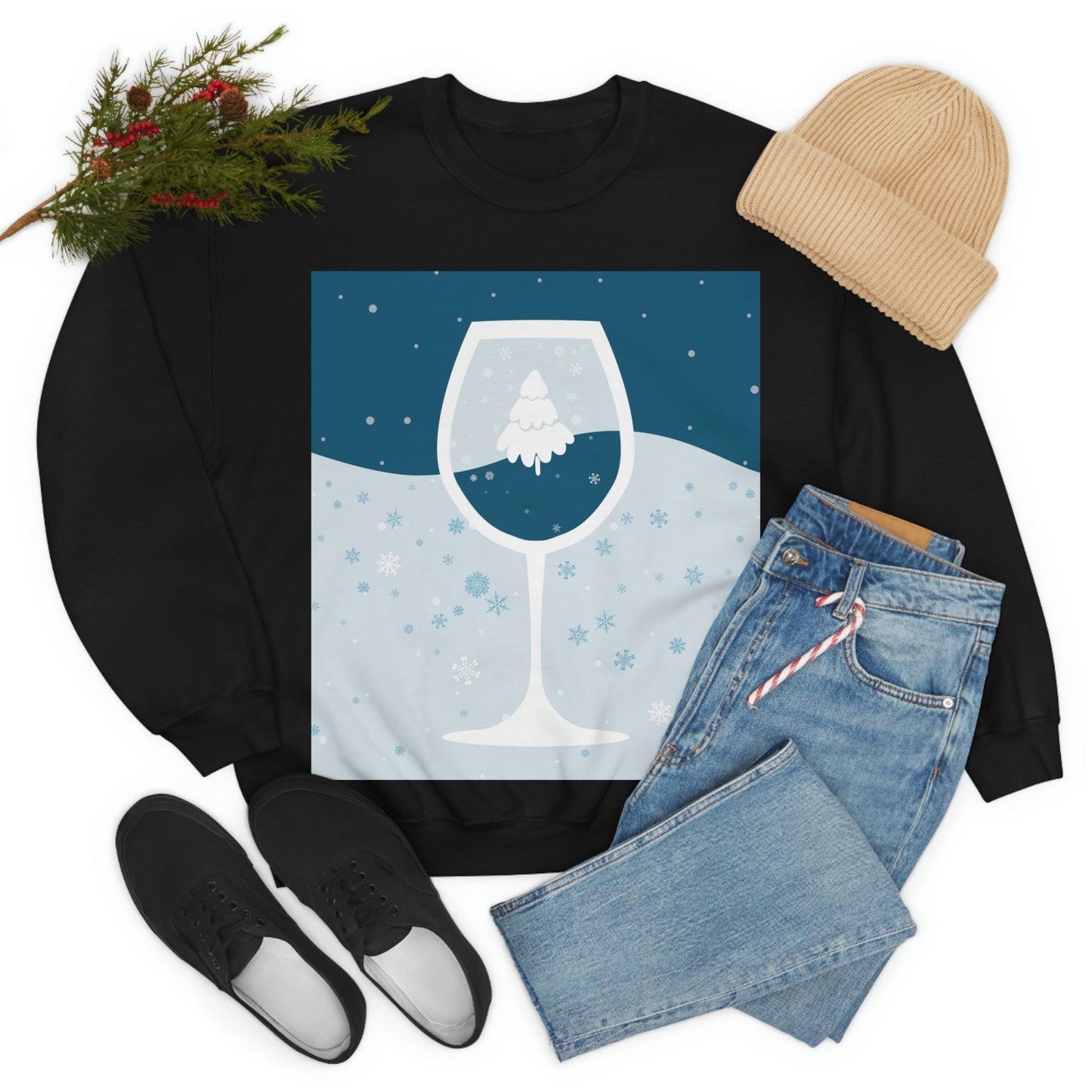 Ice Wine Winter Holidays Unisex Heavy Blend™ Crewneck Sweatshirt Ichaku [Perfect Gifts Selection]