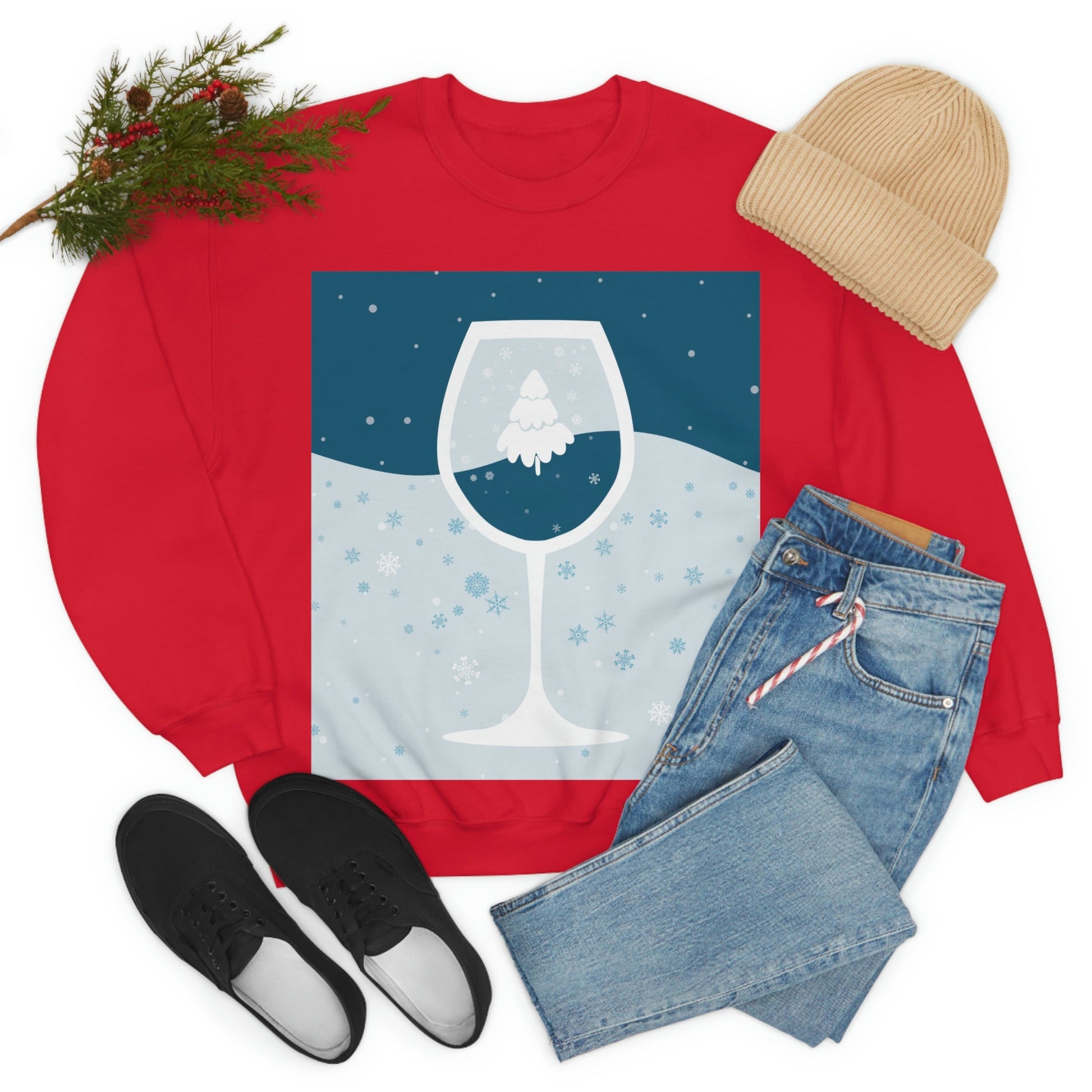 Ice Wine Winter Holidays Unisex Heavy Blend™ Crewneck Sweatshirt Ichaku [Perfect Gifts Selection]