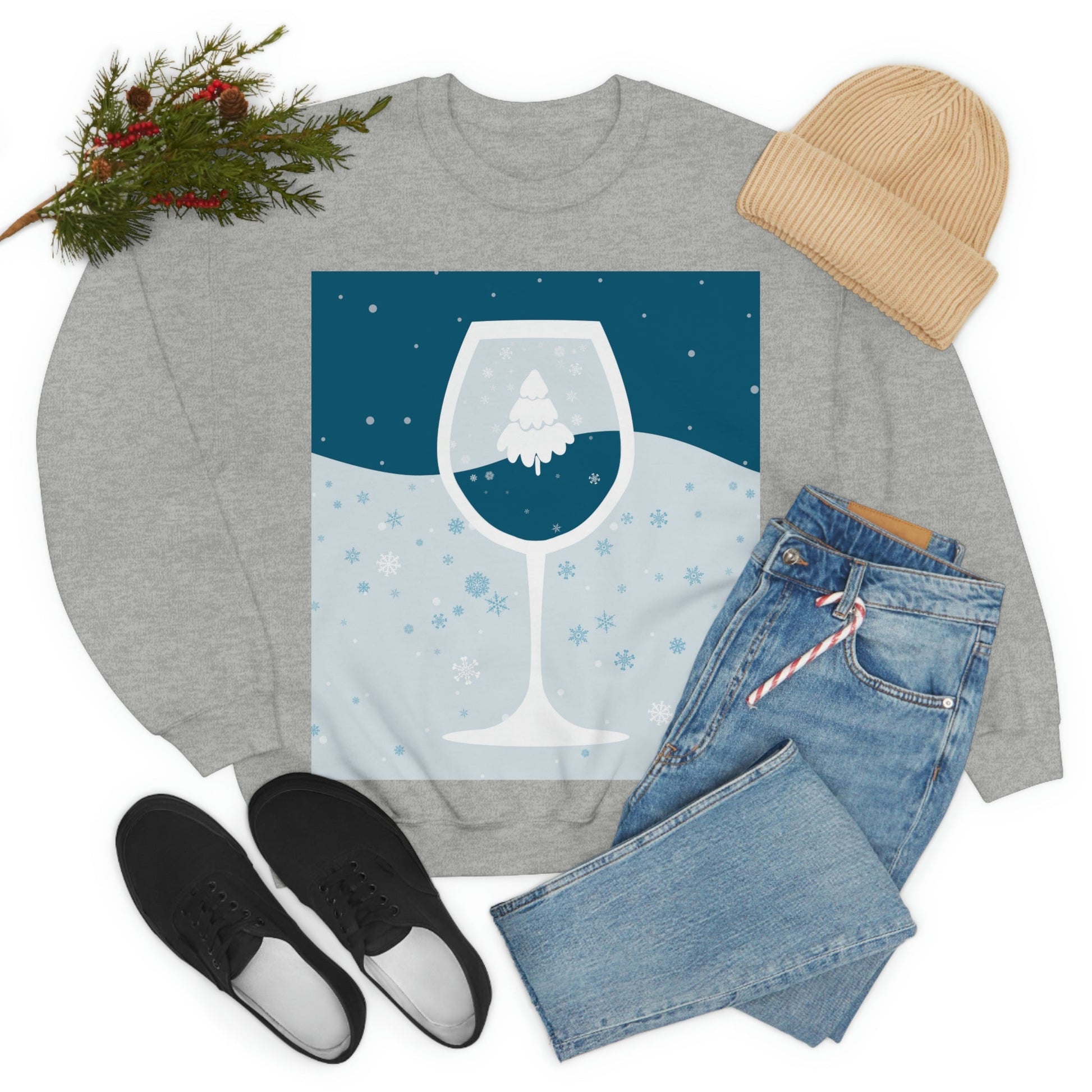 Ice Wine Winter Holidays Unisex Heavy Blend™ Crewneck Sweatshirt Ichaku [Perfect Gifts Selection]