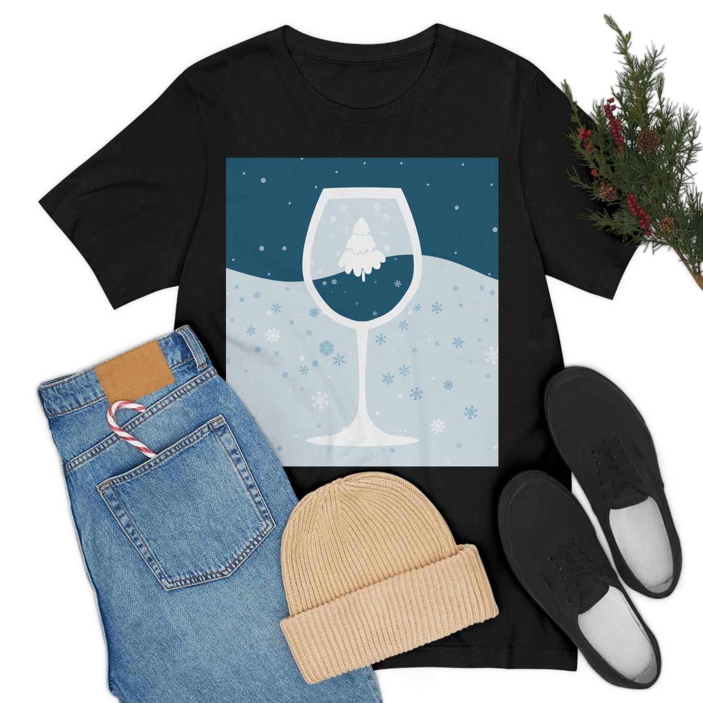 Ice Wine Winter Holidays Unisex Jersey Short Sleeve T-Shirt Ichaku [Perfect Gifts Selection]