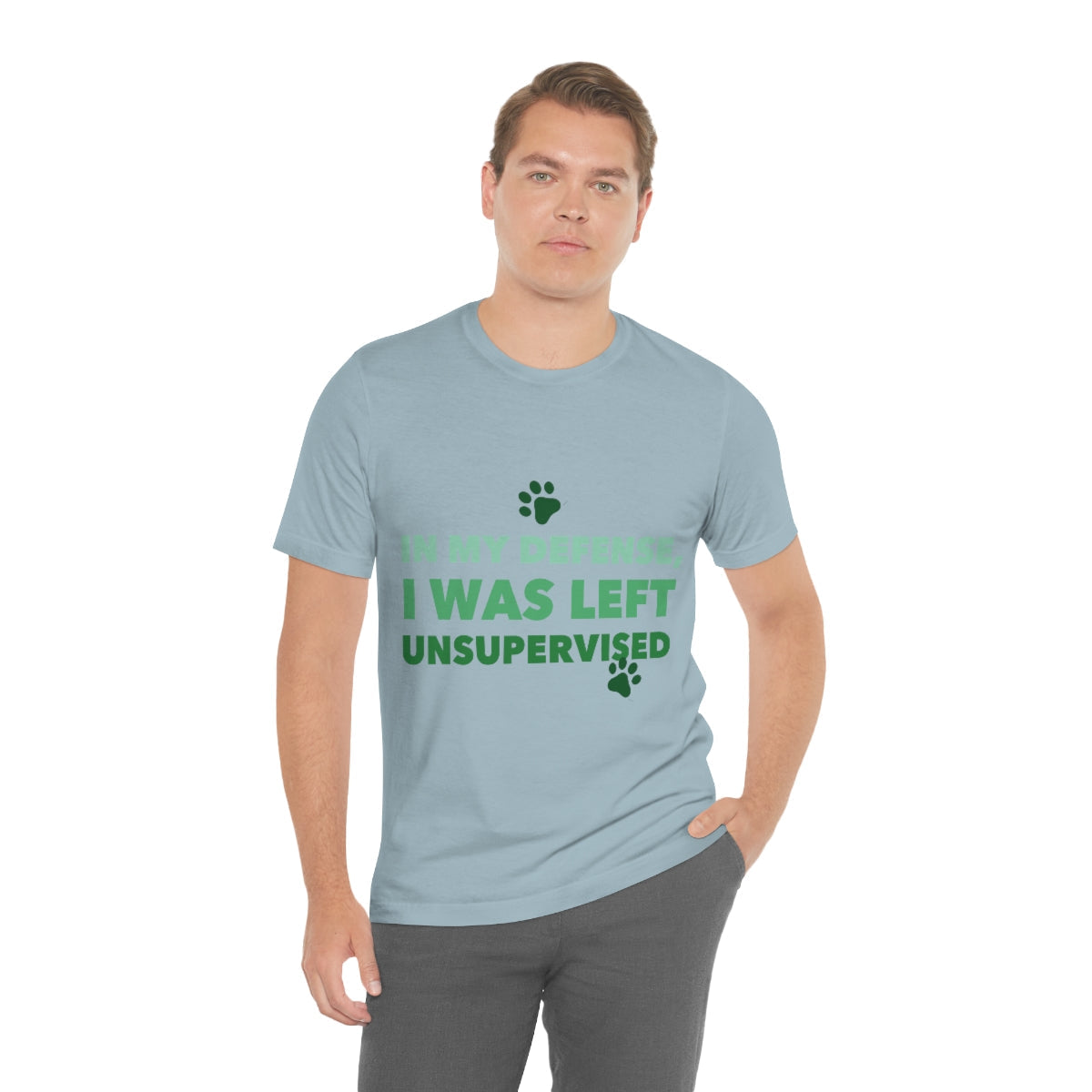 In My Defense I Was Left Unsupervised Life Funny Quotes Unisex Jersey Short Sleeve T-Shirt Ichaku [Perfect Gifts Selection]