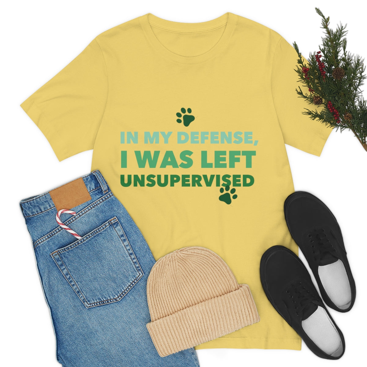 In My Defense I Was Left Unsupervised Life Funny Quotes Unisex Jersey Short Sleeve T-Shirt Ichaku [Perfect Gifts Selection]