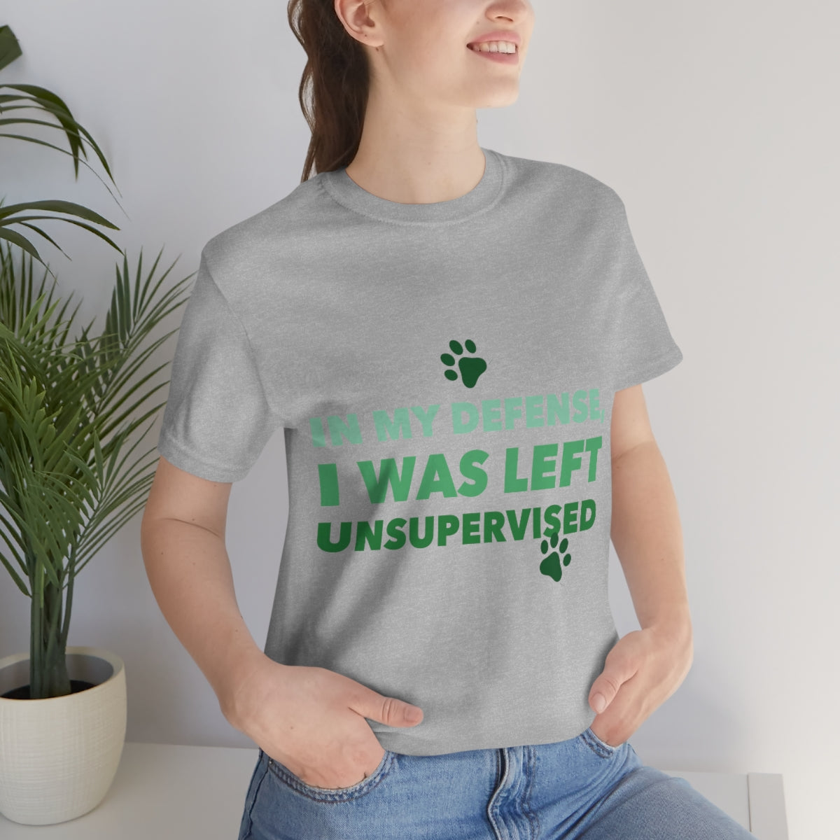 In My Defense I Was Left Unsupervised Life Funny Quotes Unisex Jersey Short Sleeve T-Shirt Ichaku [Perfect Gifts Selection]