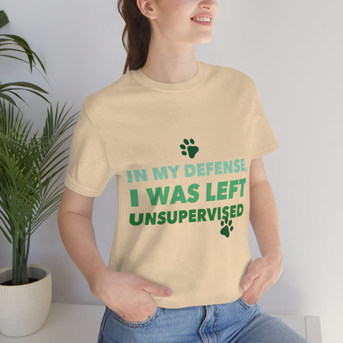 In My Defense I Was Left Unsupervised Life Funny Quotes Unisex Jersey Short Sleeve T-Shirt Ichaku [Perfect Gifts Selection]