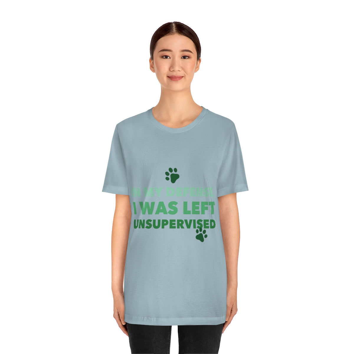 In My Defense I Was Left Unsupervised Life Funny Quotes Unisex Jersey Short Sleeve T-Shirt Ichaku [Perfect Gifts Selection]