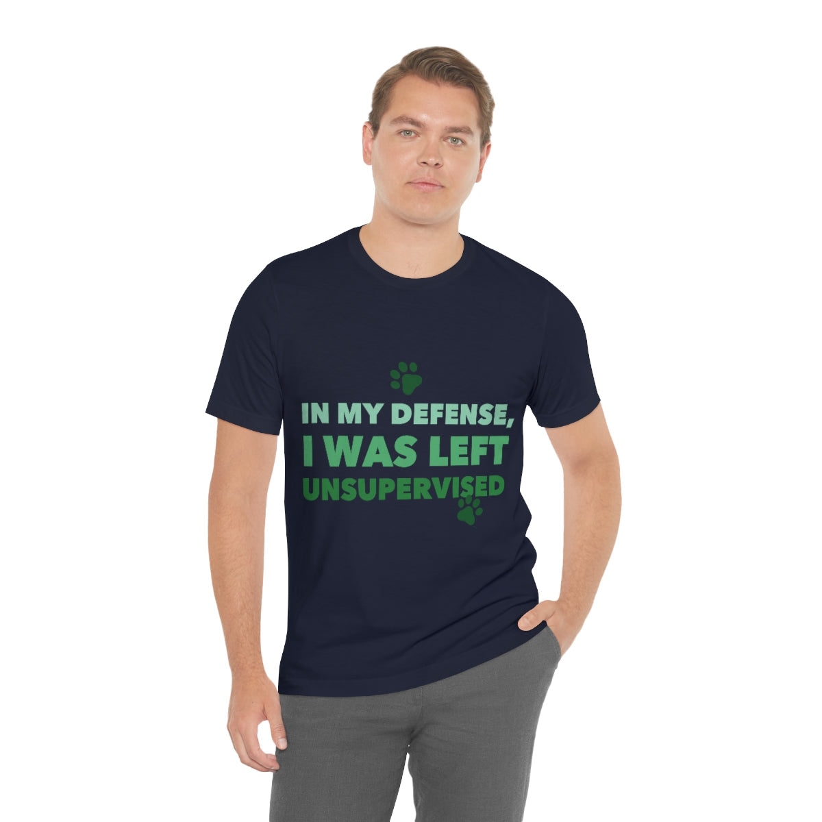 In My Defense I Was Left Unsupervised Life Funny Quotes Unisex Jersey Short Sleeve T-Shirt Ichaku [Perfect Gifts Selection]