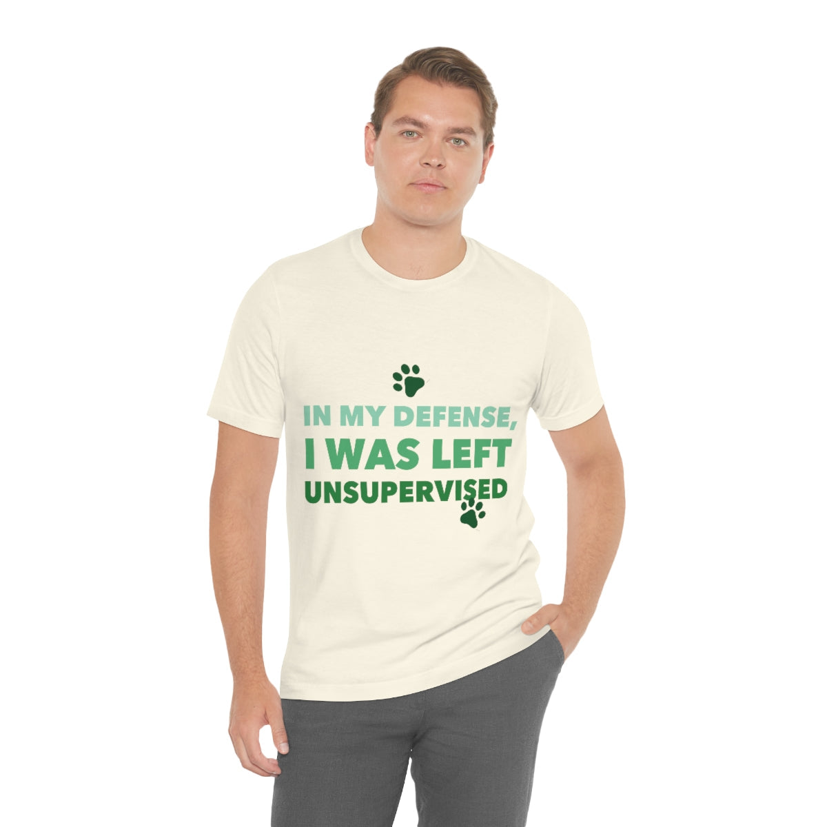 In My Defense I Was Left Unsupervised Life Funny Quotes Unisex Jersey Short Sleeve T-Shirt Ichaku [Perfect Gifts Selection]