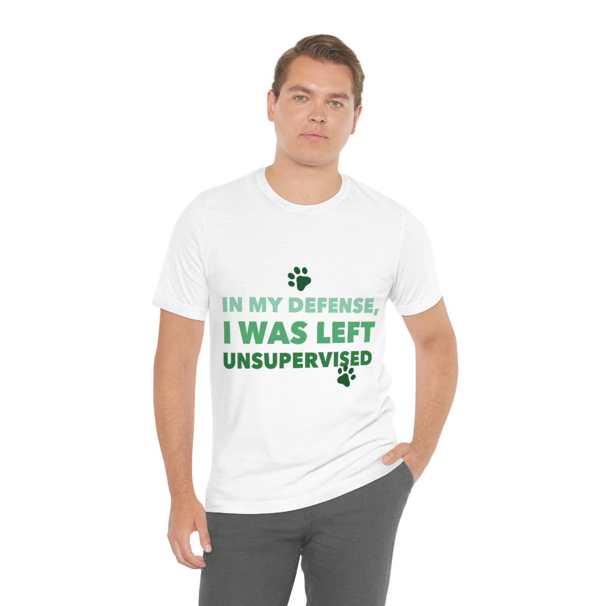 In My Defense I Was Left Unsupervised Life Funny Quotes Unisex Jersey Short Sleeve T-Shirt Ichaku [Perfect Gifts Selection]