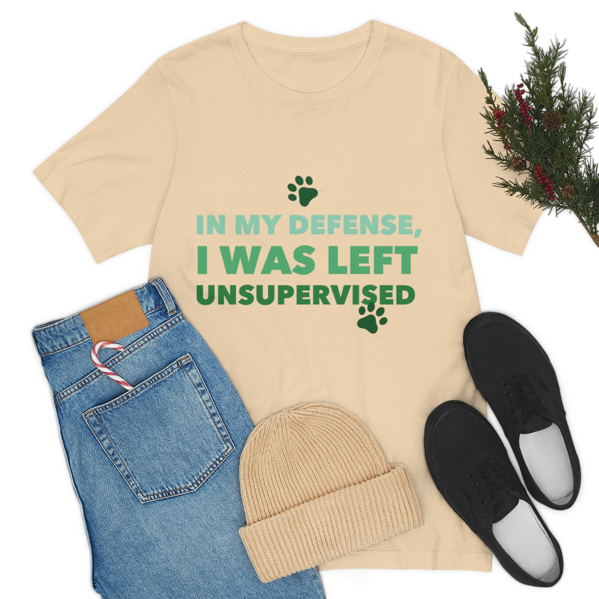 In My Defense I Was Left Unsupervised Life Funny Quotes Unisex Jersey Short Sleeve T-Shirt Ichaku [Perfect Gifts Selection]