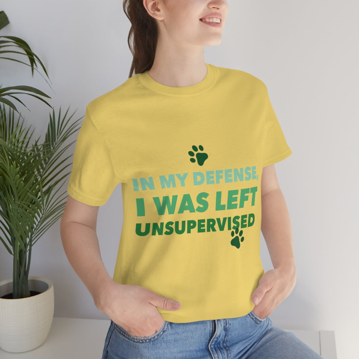 In My Defense I Was Left Unsupervised Life Funny Quotes Unisex Jersey Short Sleeve T-Shirt Ichaku [Perfect Gifts Selection]