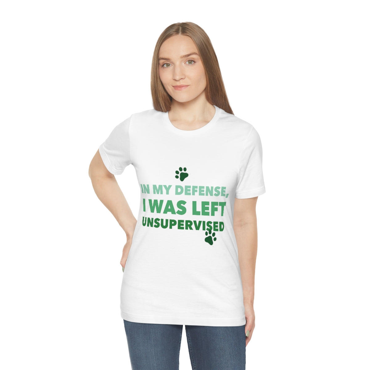 In My Defense I Was Left Unsupervised Life Funny Quotes Unisex Jersey Short Sleeve T-Shirt Ichaku [Perfect Gifts Selection]