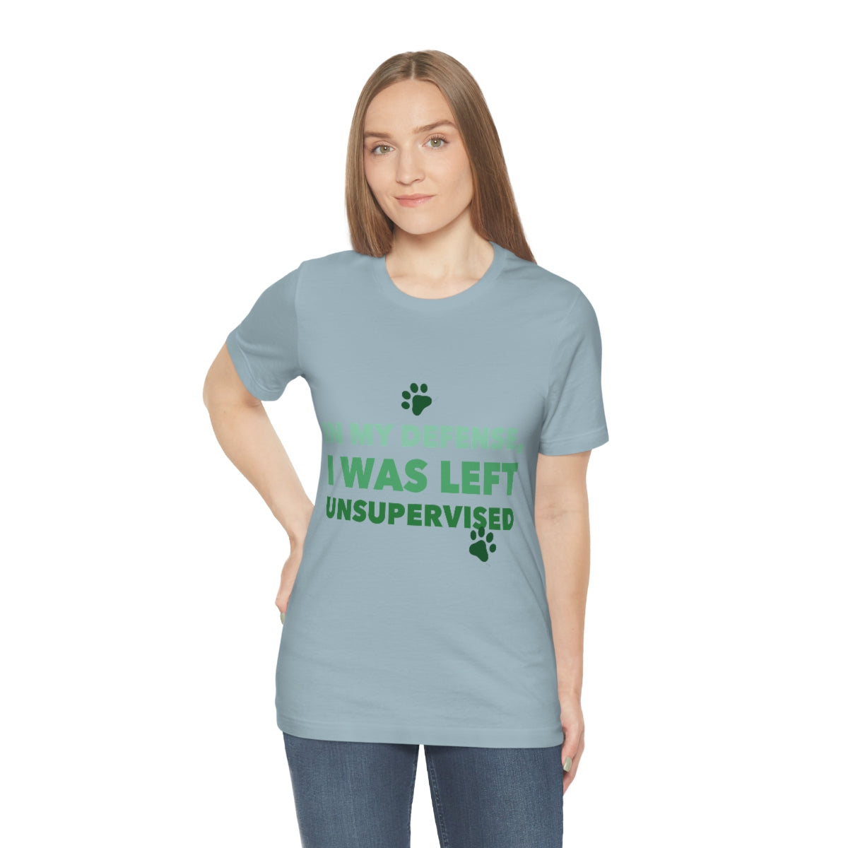 In My Defense I Was Left Unsupervised Life Funny Quotes Unisex Jersey Short Sleeve T-Shirt Ichaku [Perfect Gifts Selection]