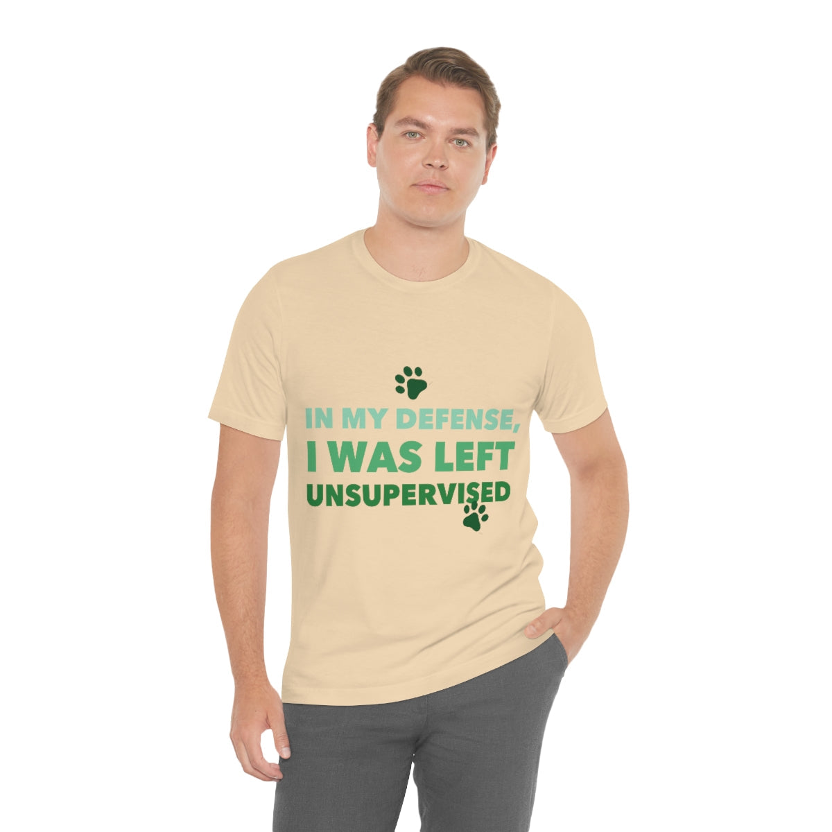 In My Defense I Was Left Unsupervised Life Funny Quotes Unisex Jersey Short Sleeve T-Shirt Ichaku [Perfect Gifts Selection]