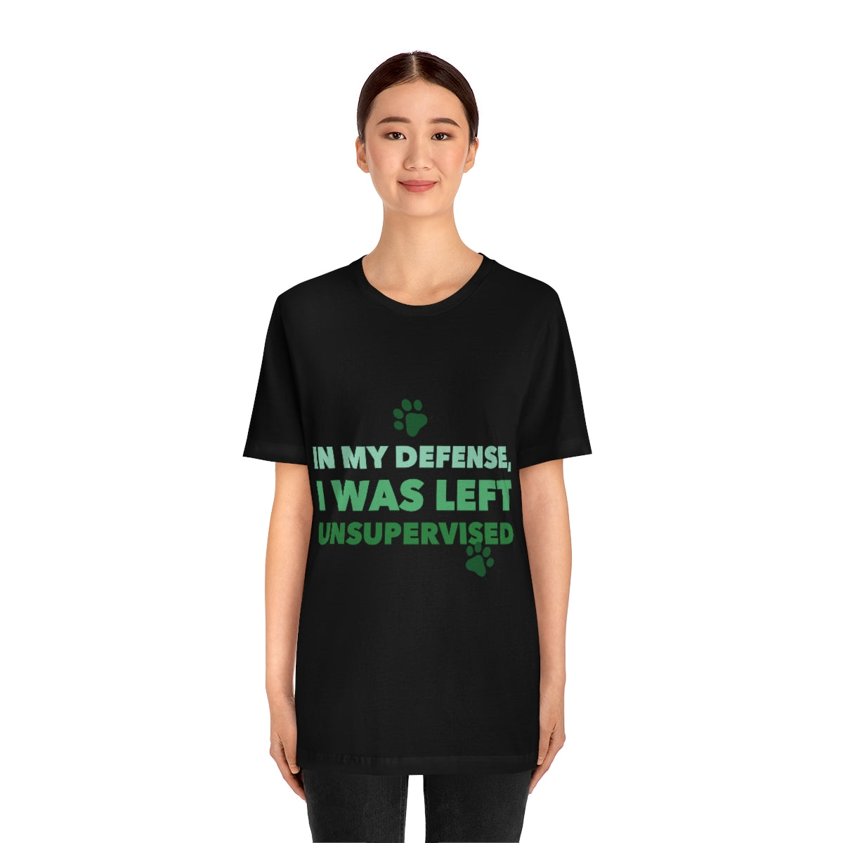 In My Defense I Was Left Unsupervised Life Funny Quotes Unisex Jersey Short Sleeve T-Shirt Ichaku [Perfect Gifts Selection]