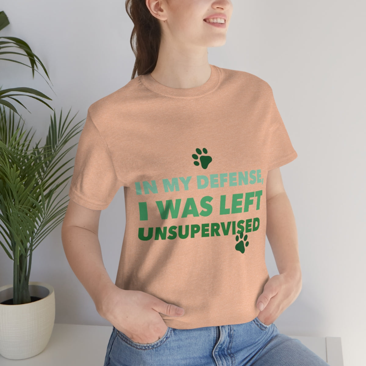 In My Defense I Was Left Unsupervised Life Funny Quotes Unisex Jersey Short Sleeve T-Shirt Ichaku [Perfect Gifts Selection]